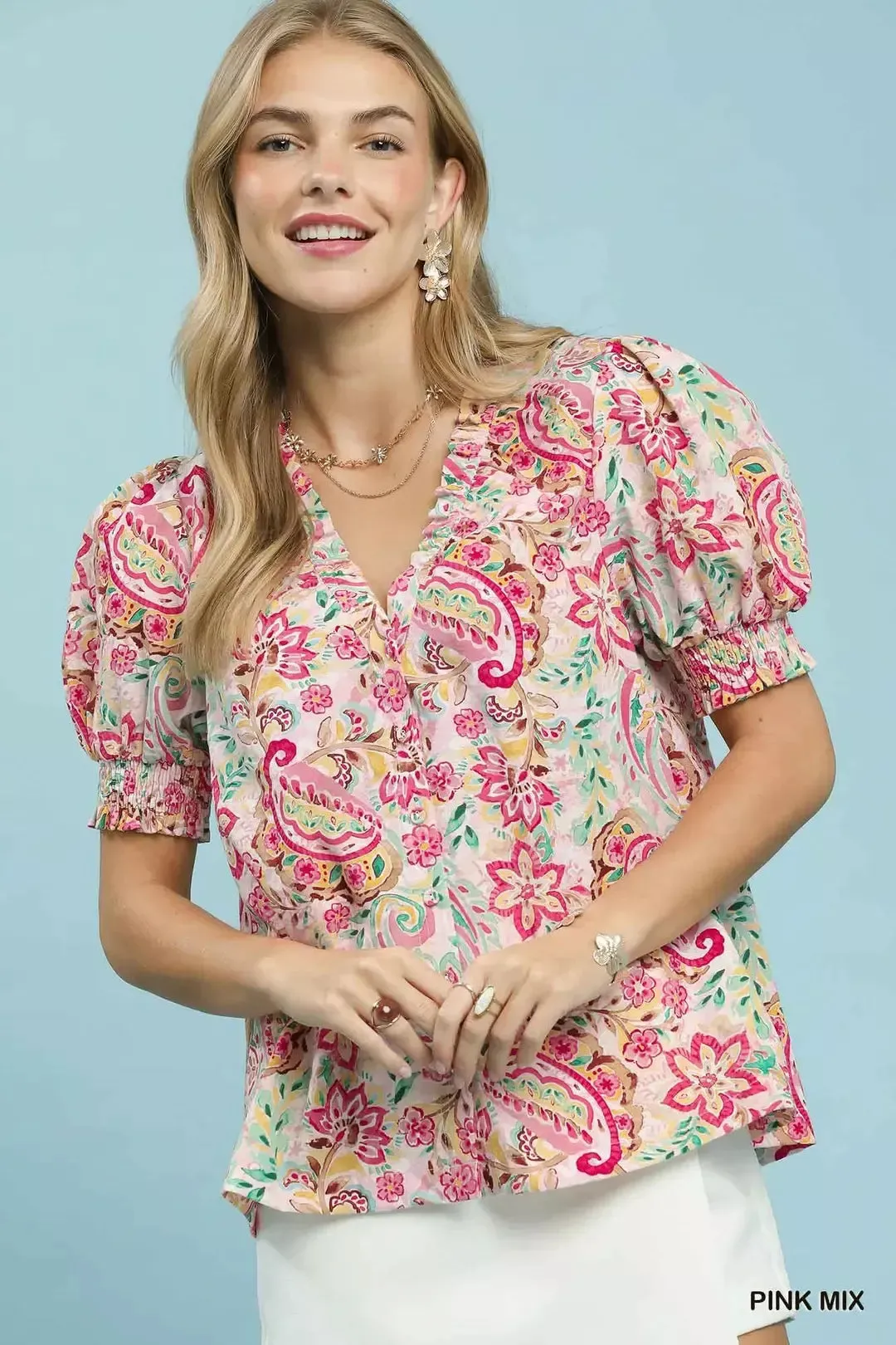 Umgee Mix Paisley Floral Button Down Shirt sold by Charming Charlie