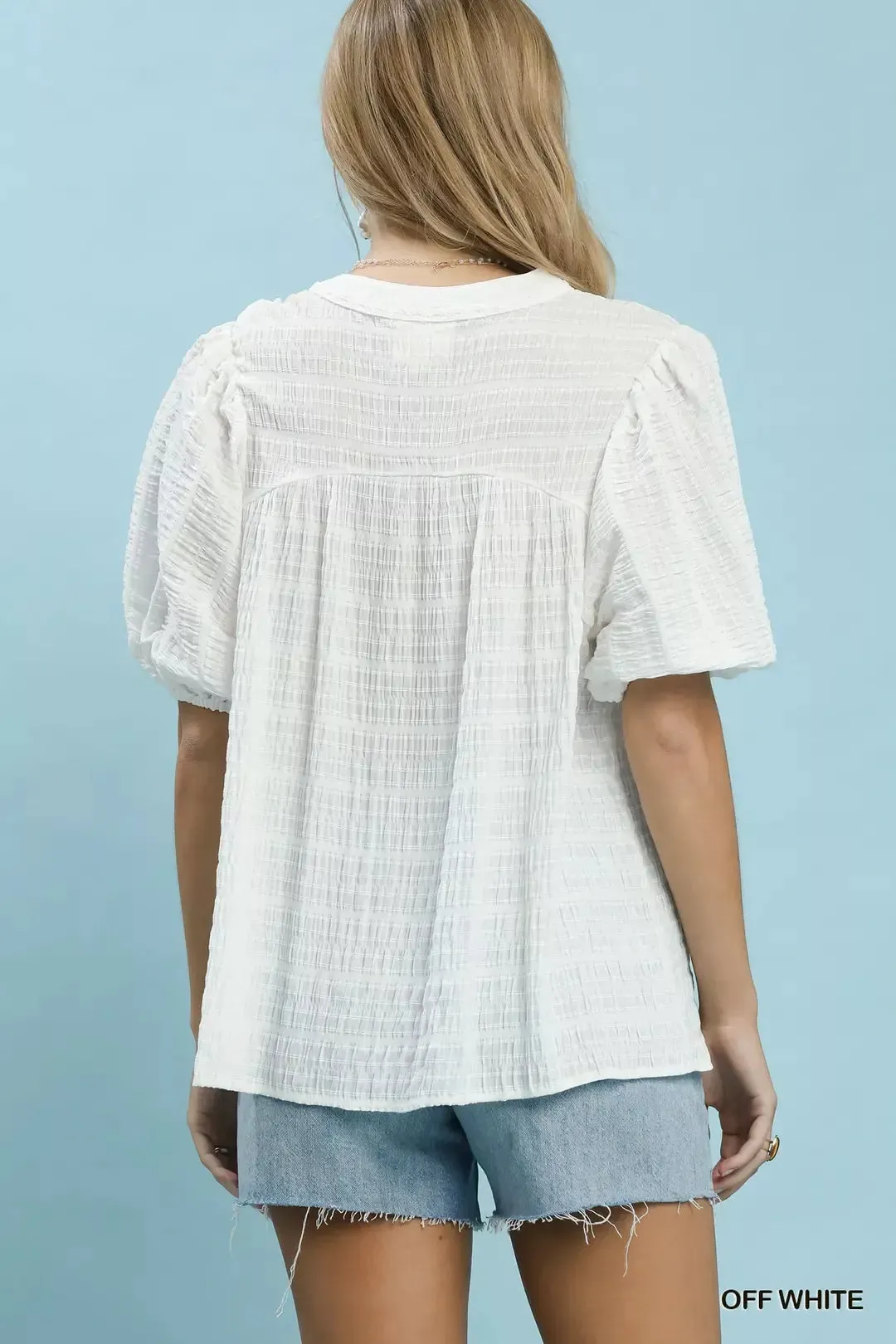 Umgee Textured Puff Sleeve Blouse sold by Charming Charlie product image thumbnail 3
