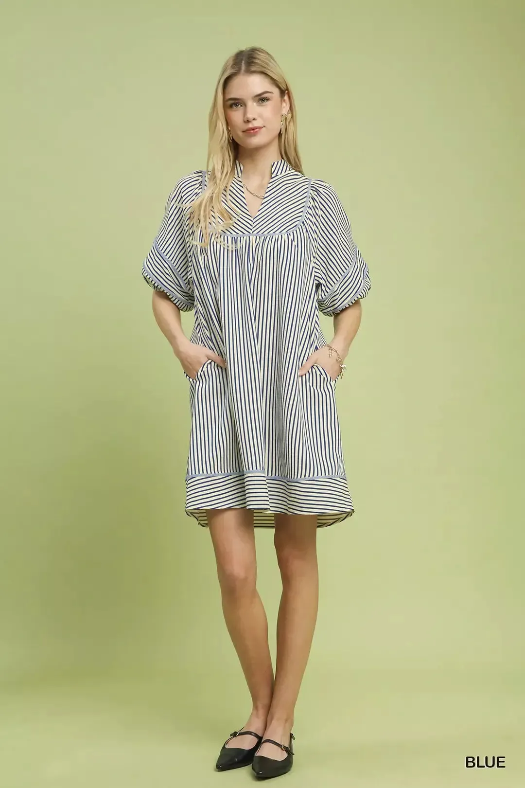 Umgee Striped Puff Sleeve Shift Dress sold by Charming Charlie product image thumbnail 5
