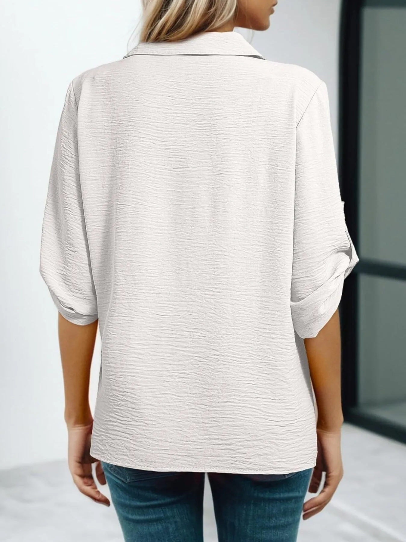 Johnny Collar Roll-Up Sleeve Blouse sold by Charming Charlie product image thumbnail 5