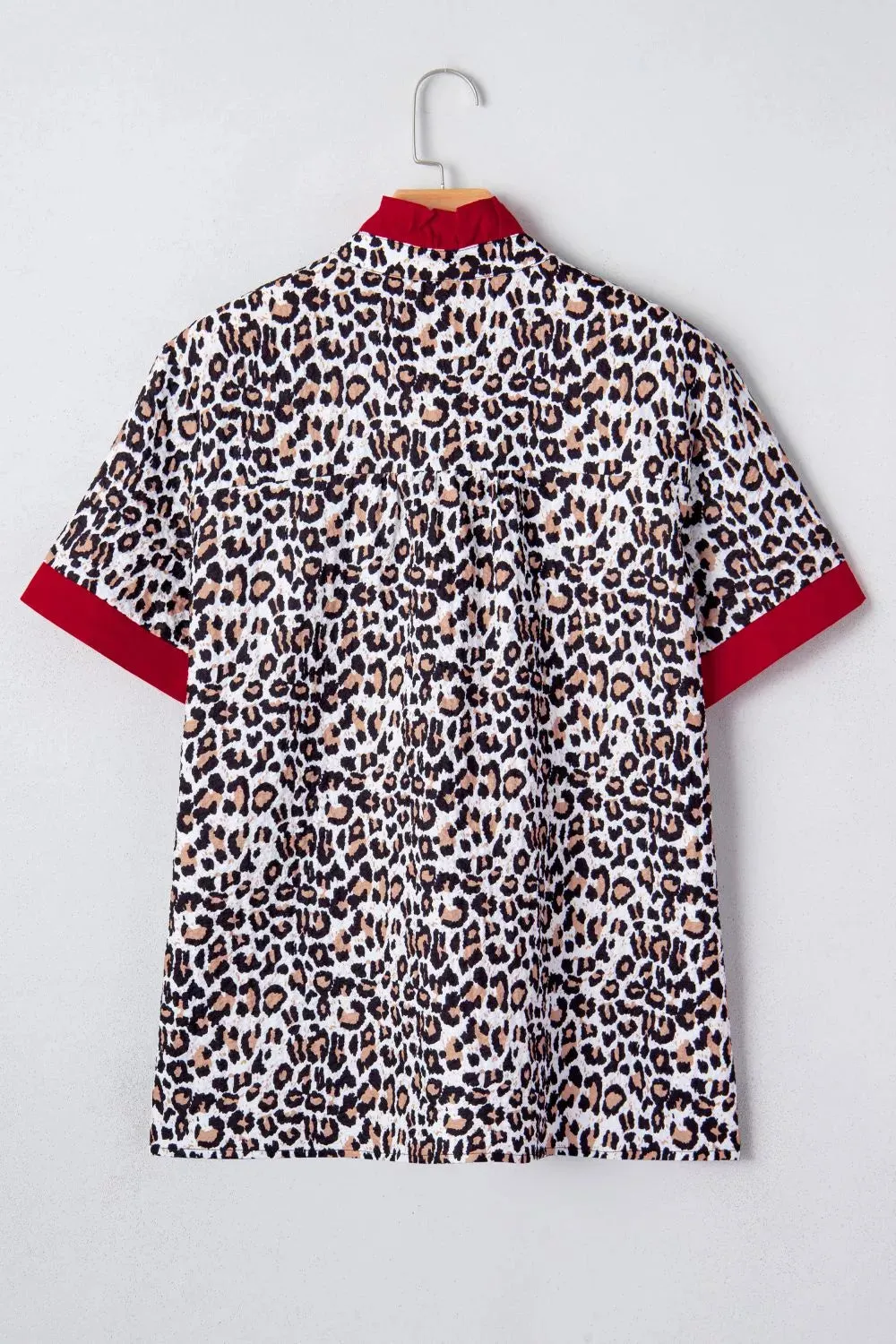 Contrast Frilled V Neck Trimmed Leopard Shirt sold by Charming Charlie product image thumbnail 3