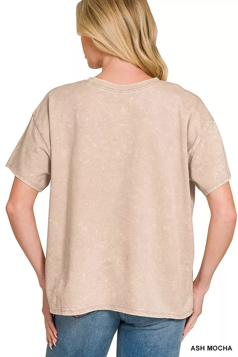Zenana French Terry Acid Washed Relaxed Top & Short Set sold by Charming Charlie product image thumbnail 5
