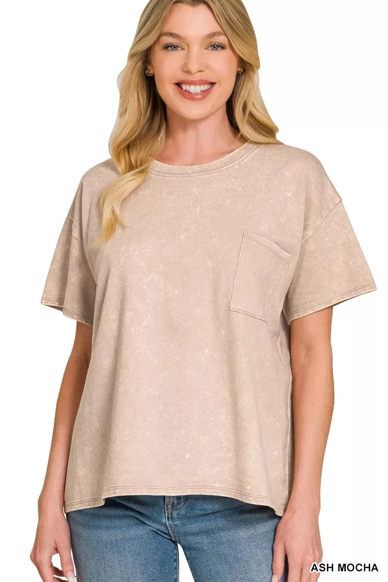 Zenana French Terry Acid Washed Relaxed Top & Short Set sold by Charming Charlie product image thumbnail 2