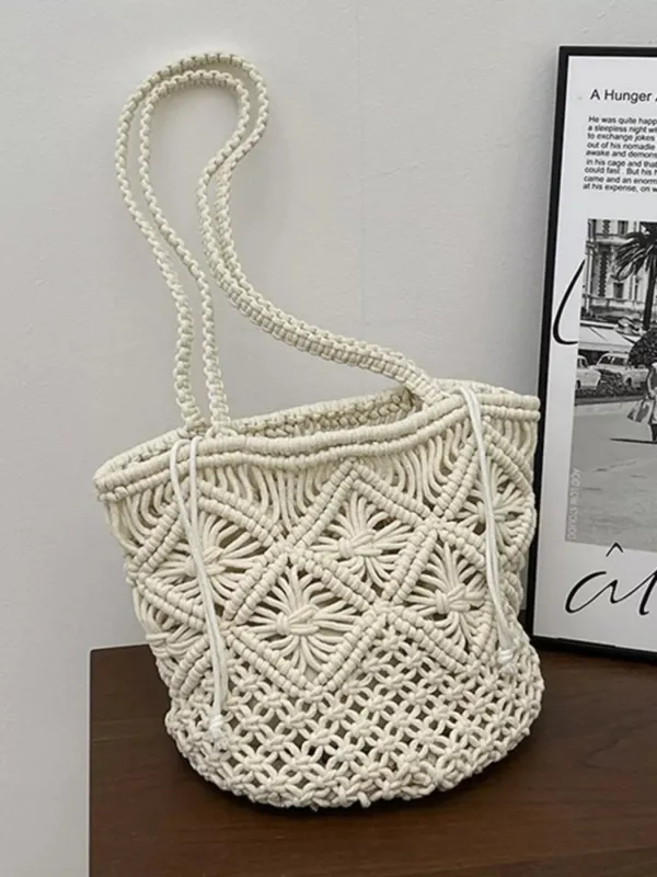 Crochet Bucket Shoulder Bag made by Trendsi