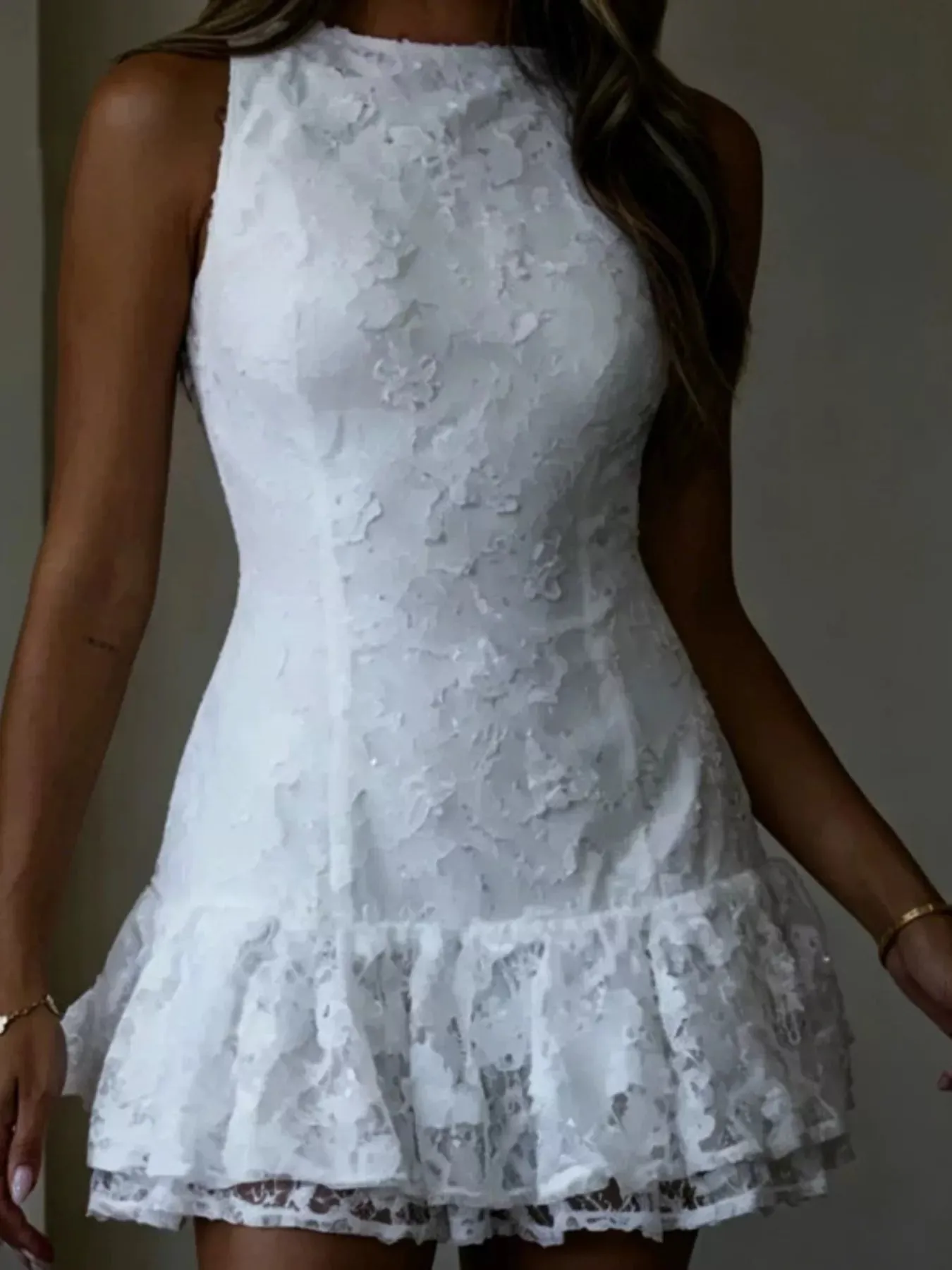 Lace Ruffle Hem Mini Dress sold by Charming Charlie product image thumbnail 5