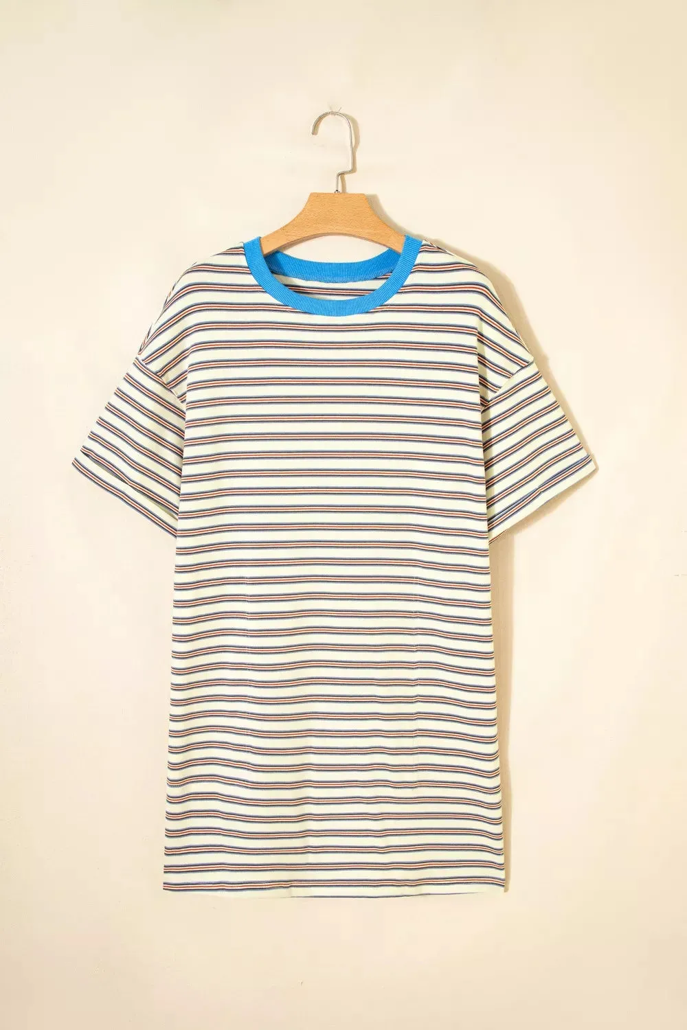 Stripe Drop Shoulder Cuffed Sleeve Loose Tunic T Shirt Mini Dress sold by Charming Charlie product image thumbnail 5