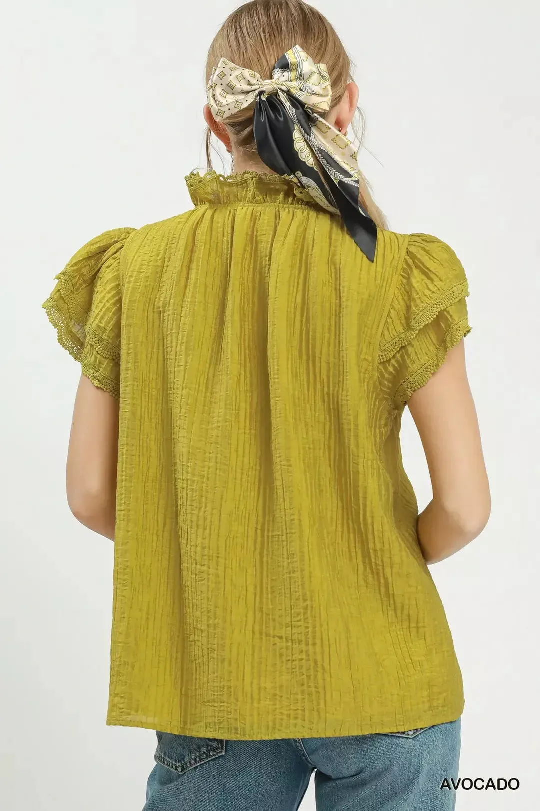 Umgee Lace Trim Ruffle Top sold by Charming Charlie product image thumbnail 3