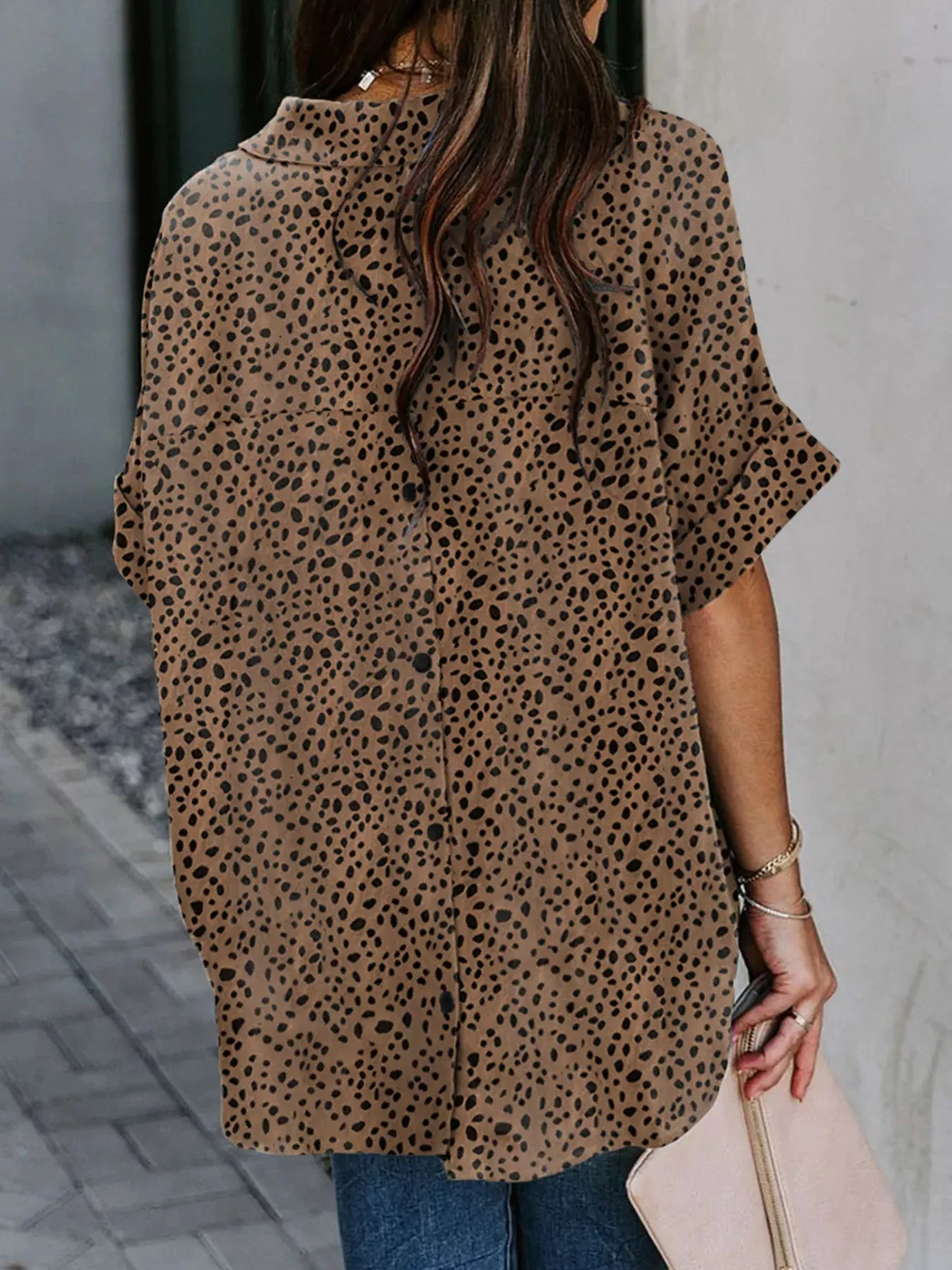 Full Size Collared Neck Half Sleeve Shirt Plus Size sold by Charming Charlie product image thumbnail 2