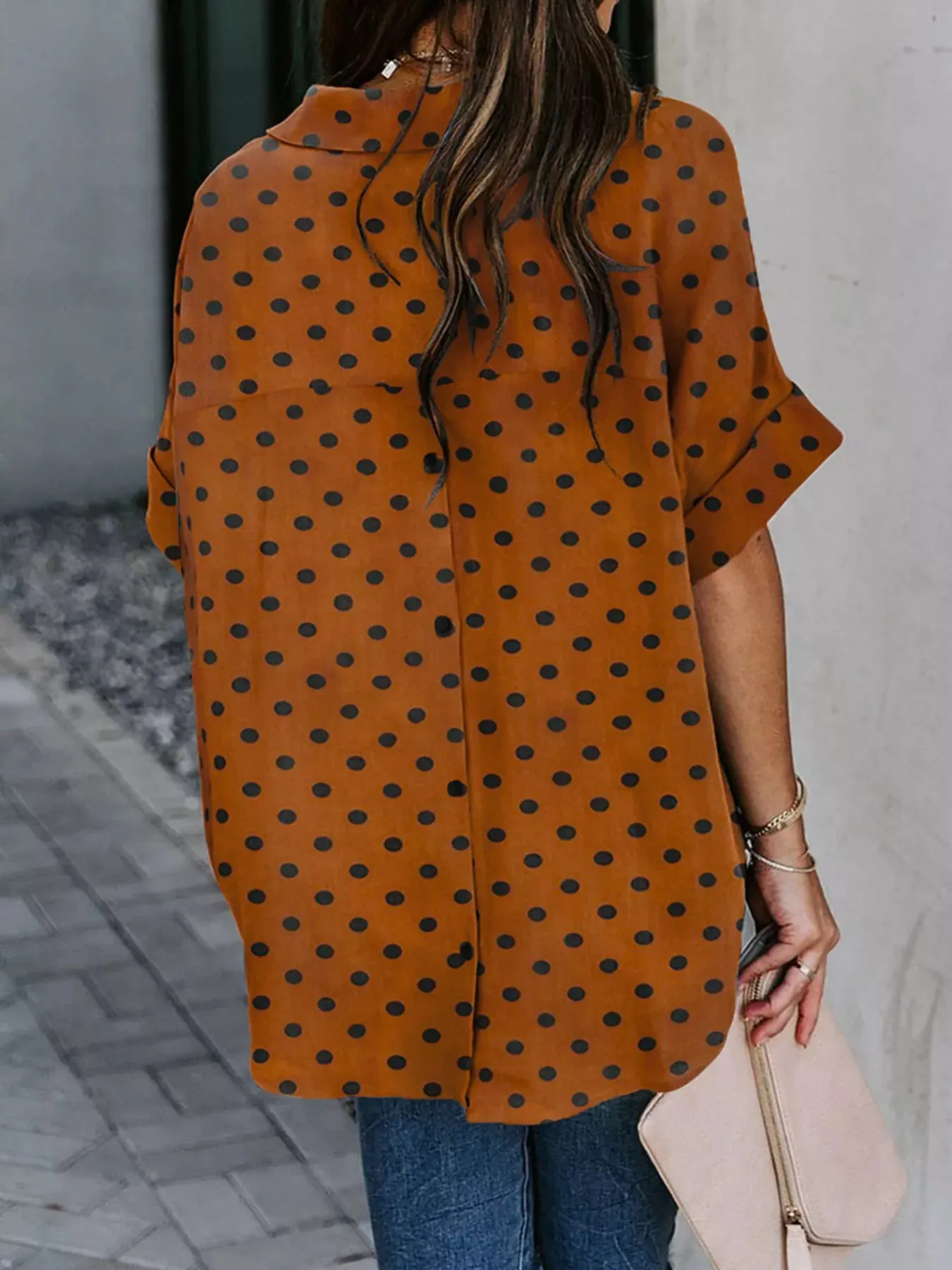 Full Size Collared Neck Half Sleeve Shirt Plus Size sold by Charming Charlie product image thumbnail 4