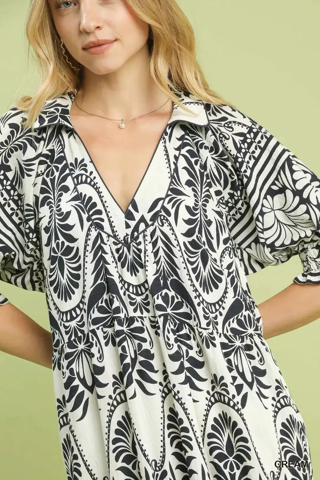 Umgee Two tone Border Print Midi Dress sold by Charming Charlie product image thumbnail 5