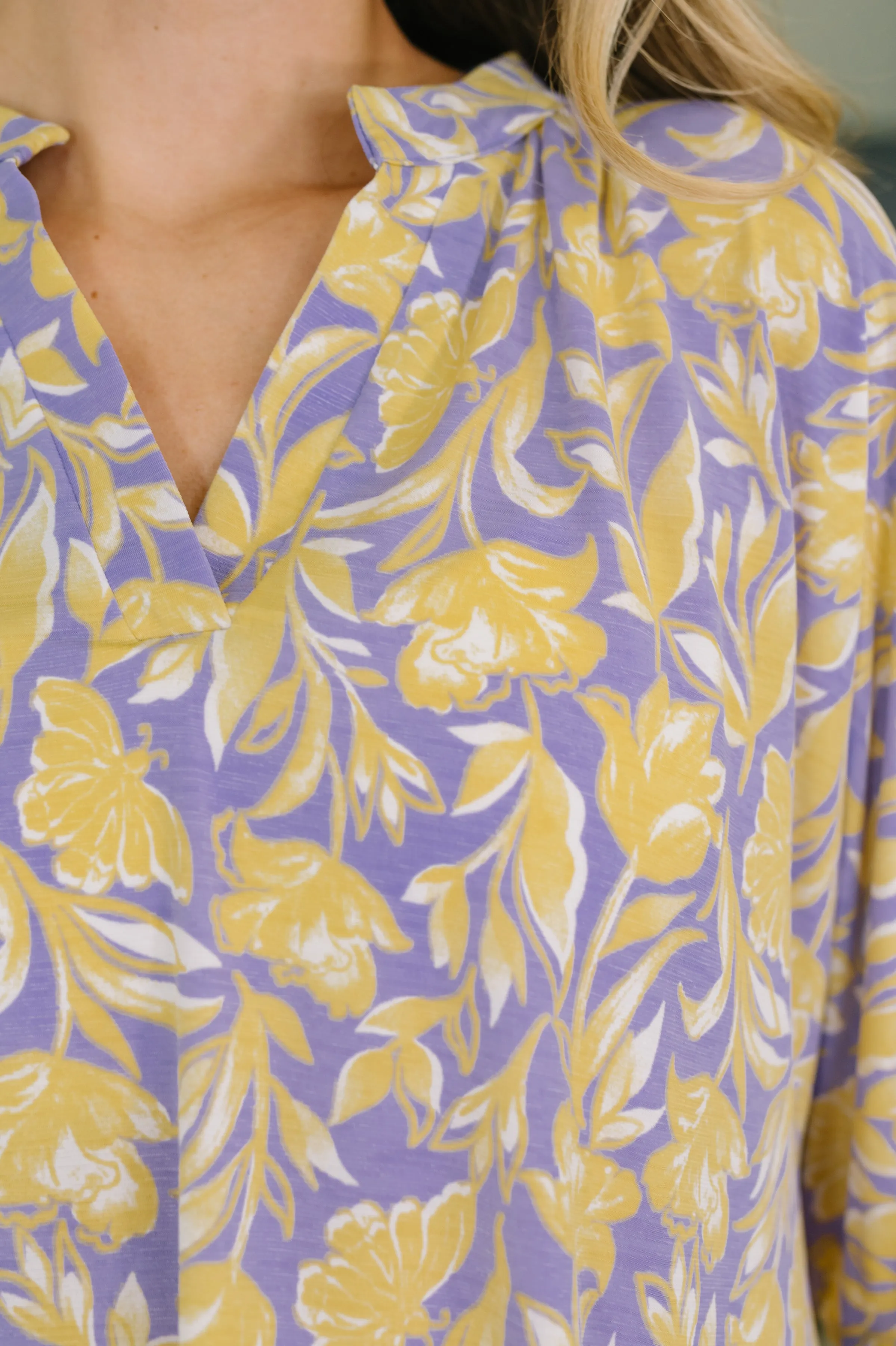 Lizzy Breeze Top in Purple and Yellow Floral sold by Charming Charlie product image thumbnail 2