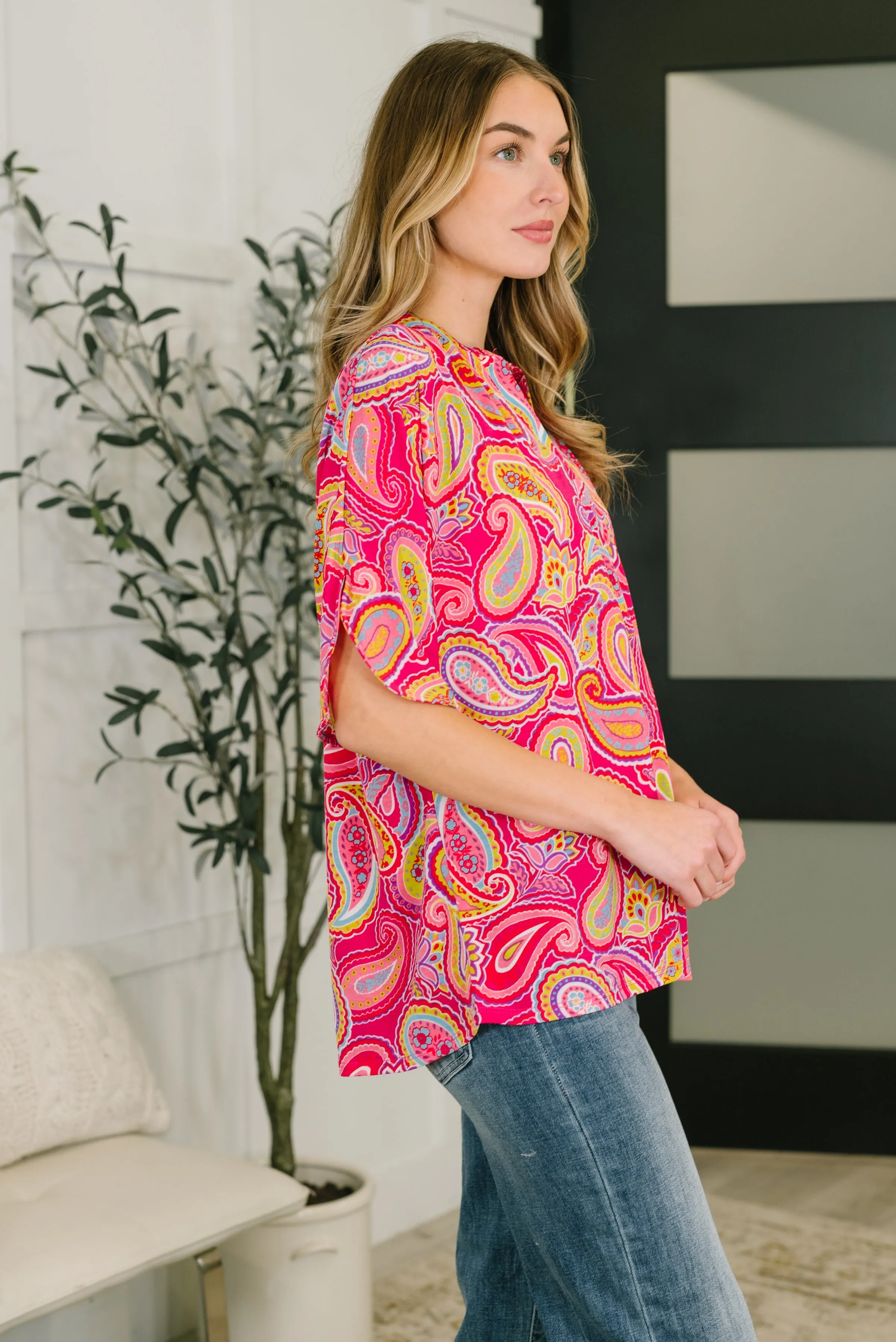 Lizzy Breeze Top in Hot Pink Paisley sold by Charming Charlie product image thumbnail 5