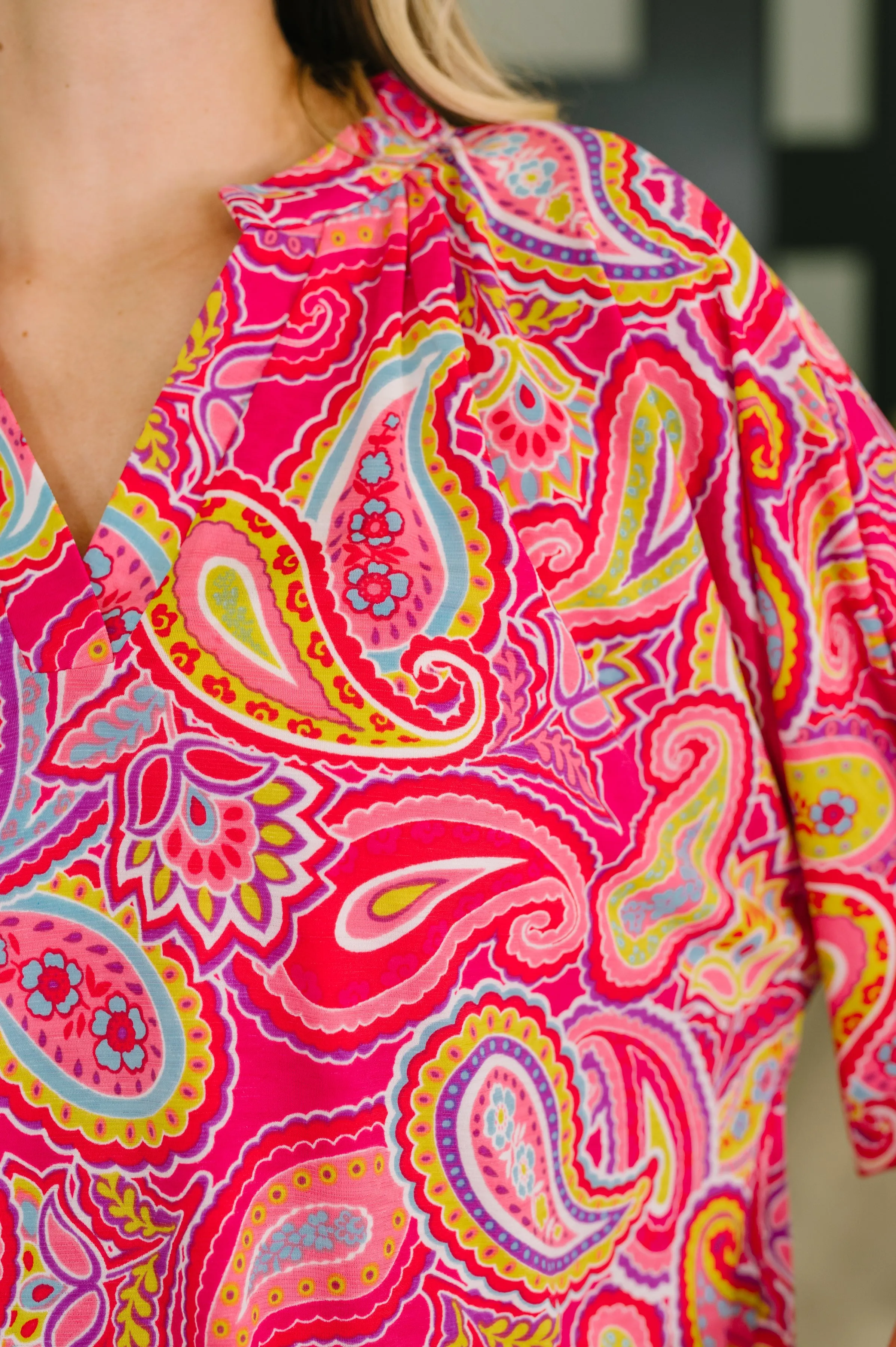 Lizzy Breeze Top in Hot Pink Paisley sold by Charming Charlie product image thumbnail 2