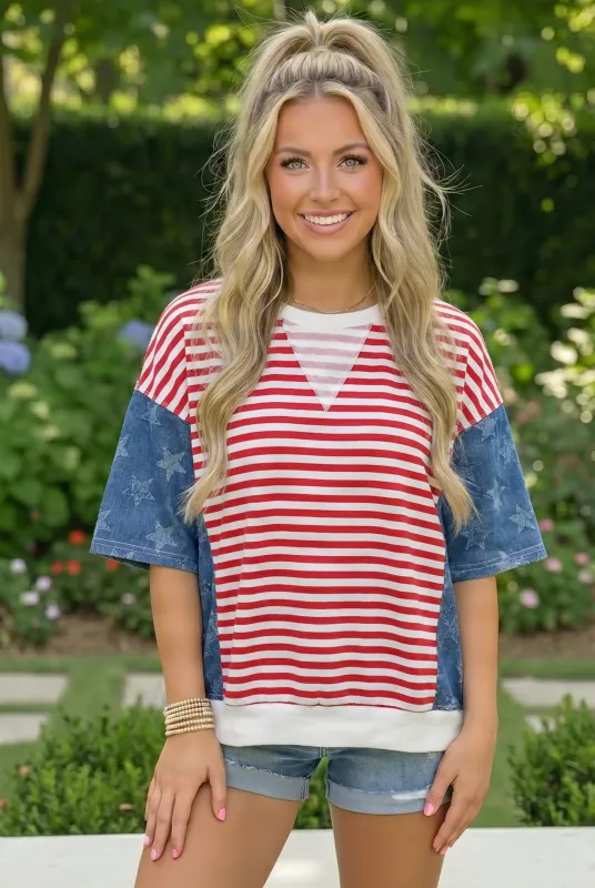 Stars Stripes and So Much Style Top made by Charming Charlie
