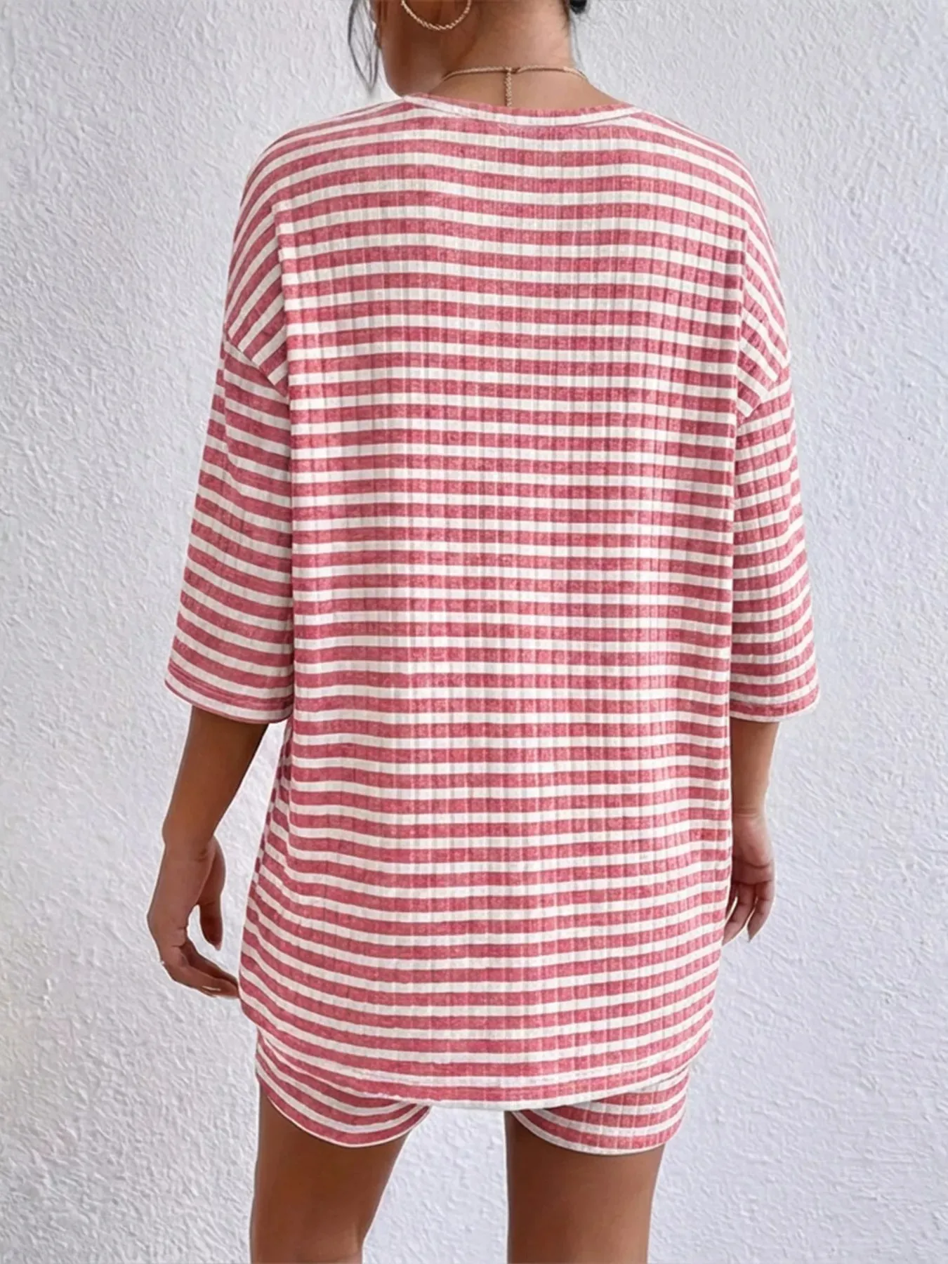 Striped Round Neck Top and Shorts Set sold by Charming Charlie product image thumbnail 5