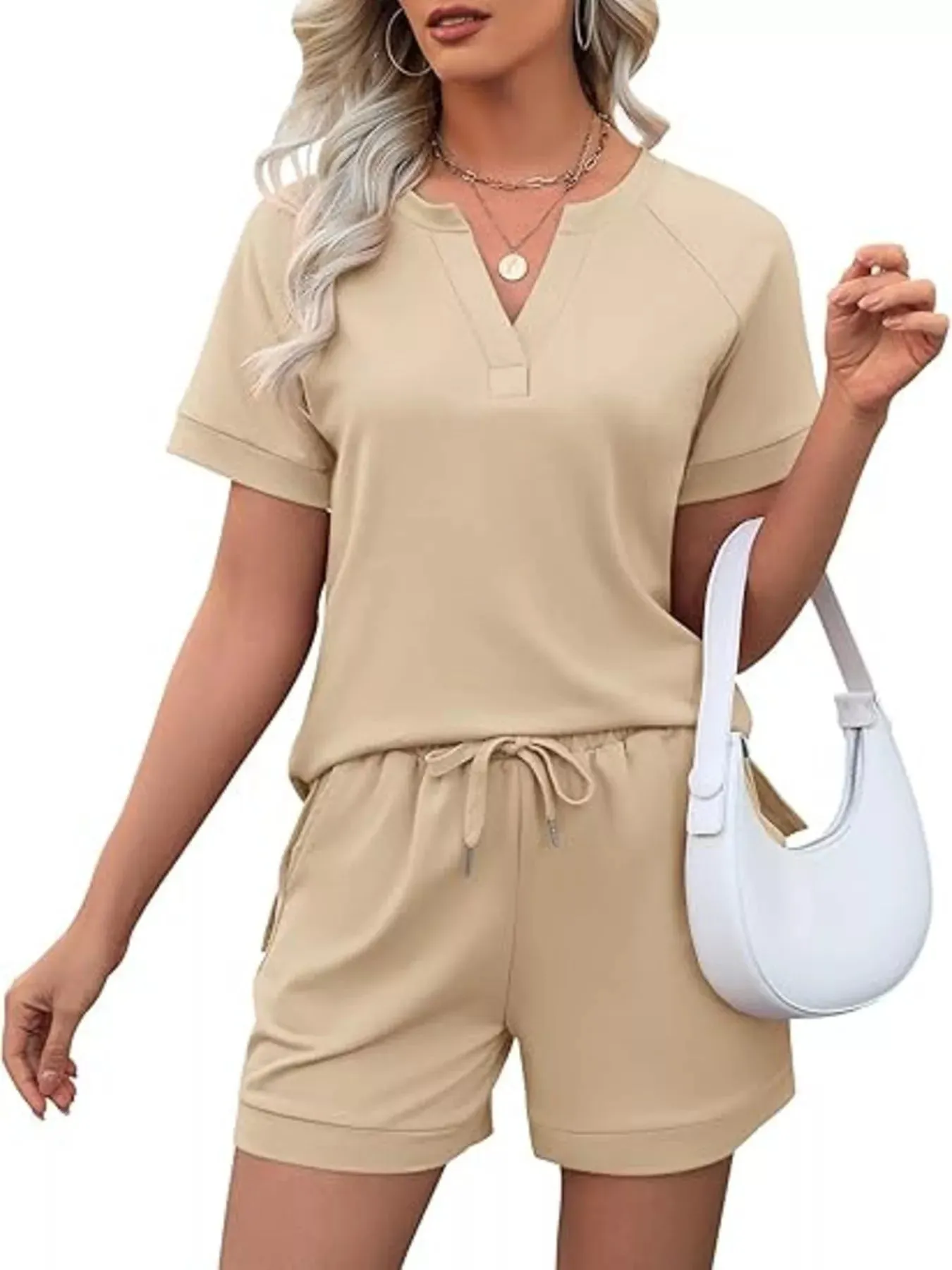 Solid Color Short Sleeve Top and Shorts Two-Piece Set sold by Charming Charlie product image thumbnail 5