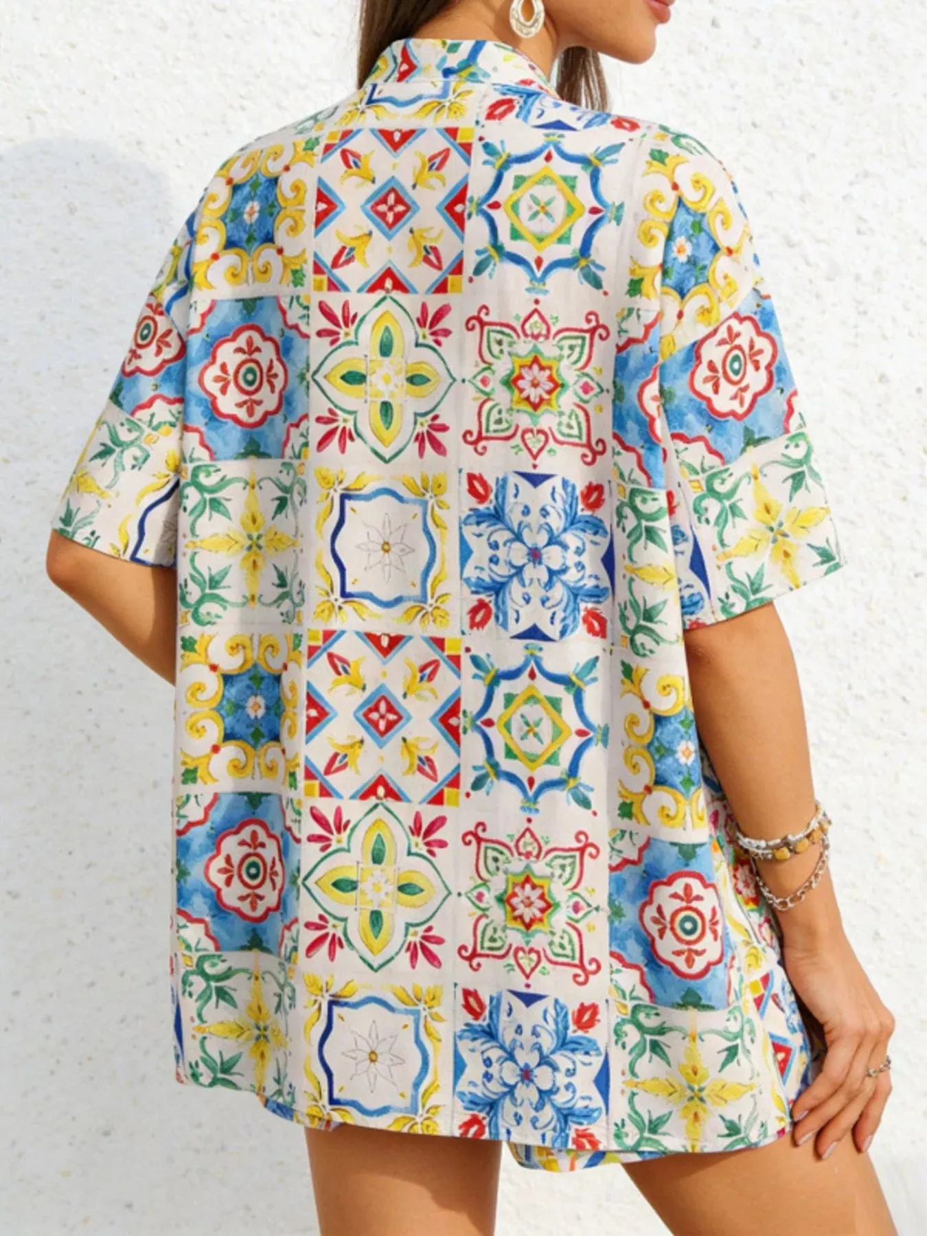 Printed Button Up Shirt and Shorts Set sold by Charming Charlie product image thumbnail 5