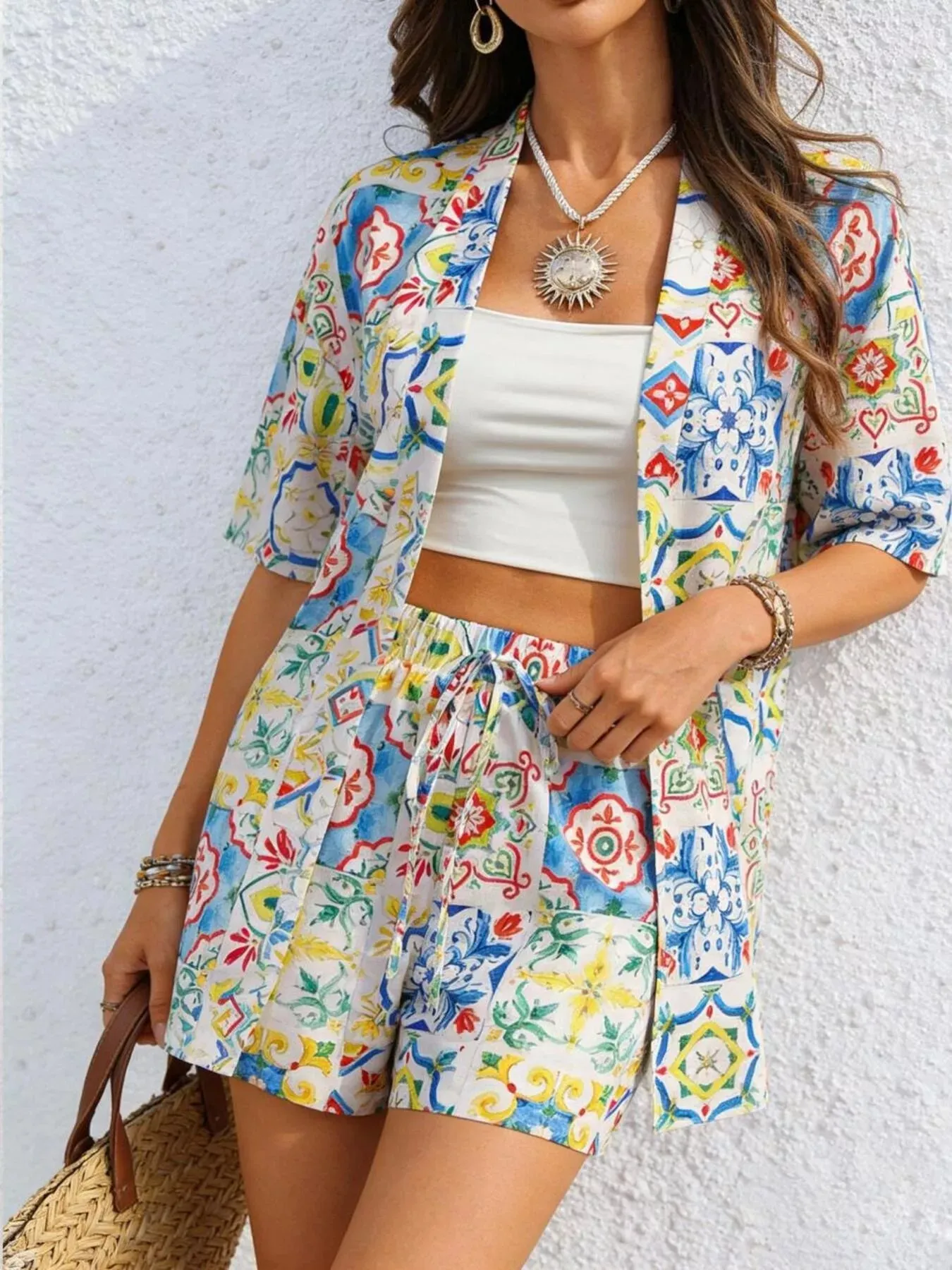 Printed Button Up Shirt and Shorts Set sold by Charming Charlie product image thumbnail 3