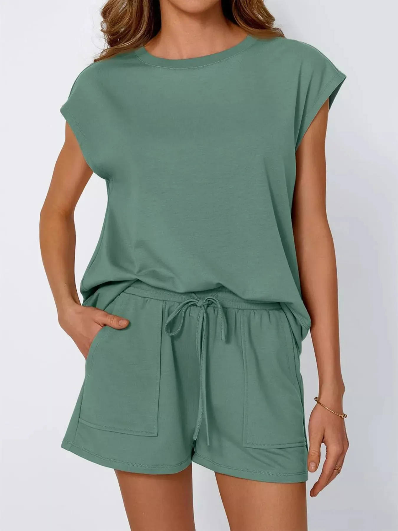 Casual Solid Color T-Shirt and Shorts Set sold by Charming Charlie product image thumbnail 5