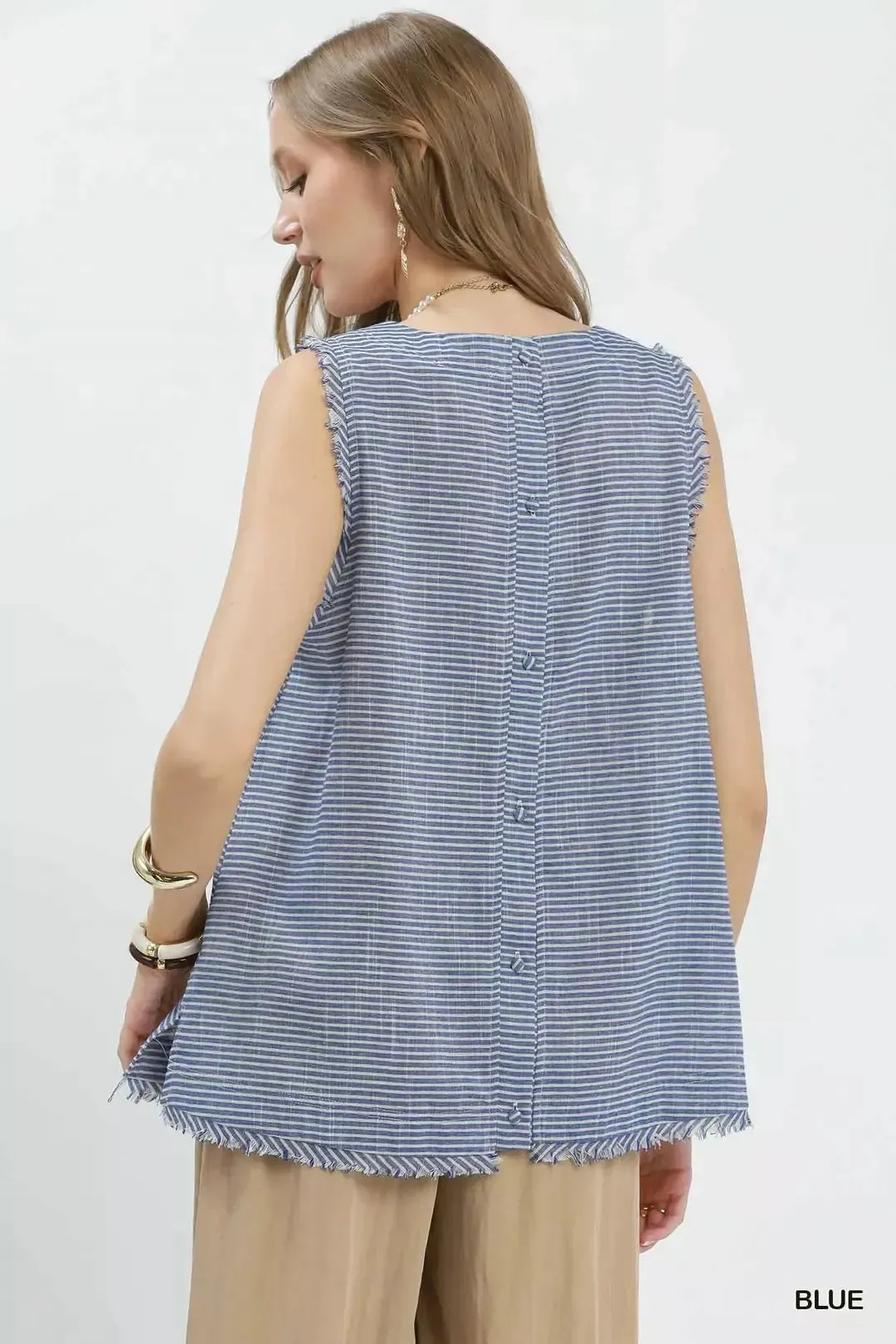 Umgee Stripe Fringe Trim Sleeveless Top sold by Charming Charlie product image thumbnail 3