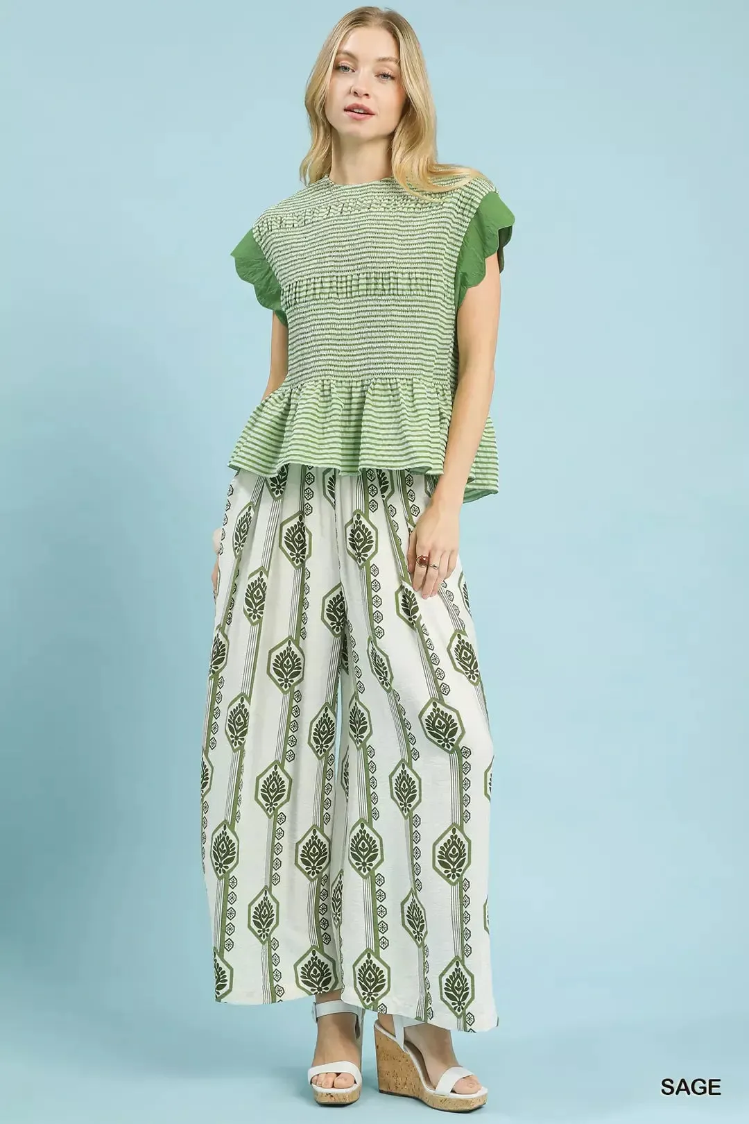Umgee Geometric Boho Print Wide Leg Pants sold by Charming Charlie product image thumbnail 4