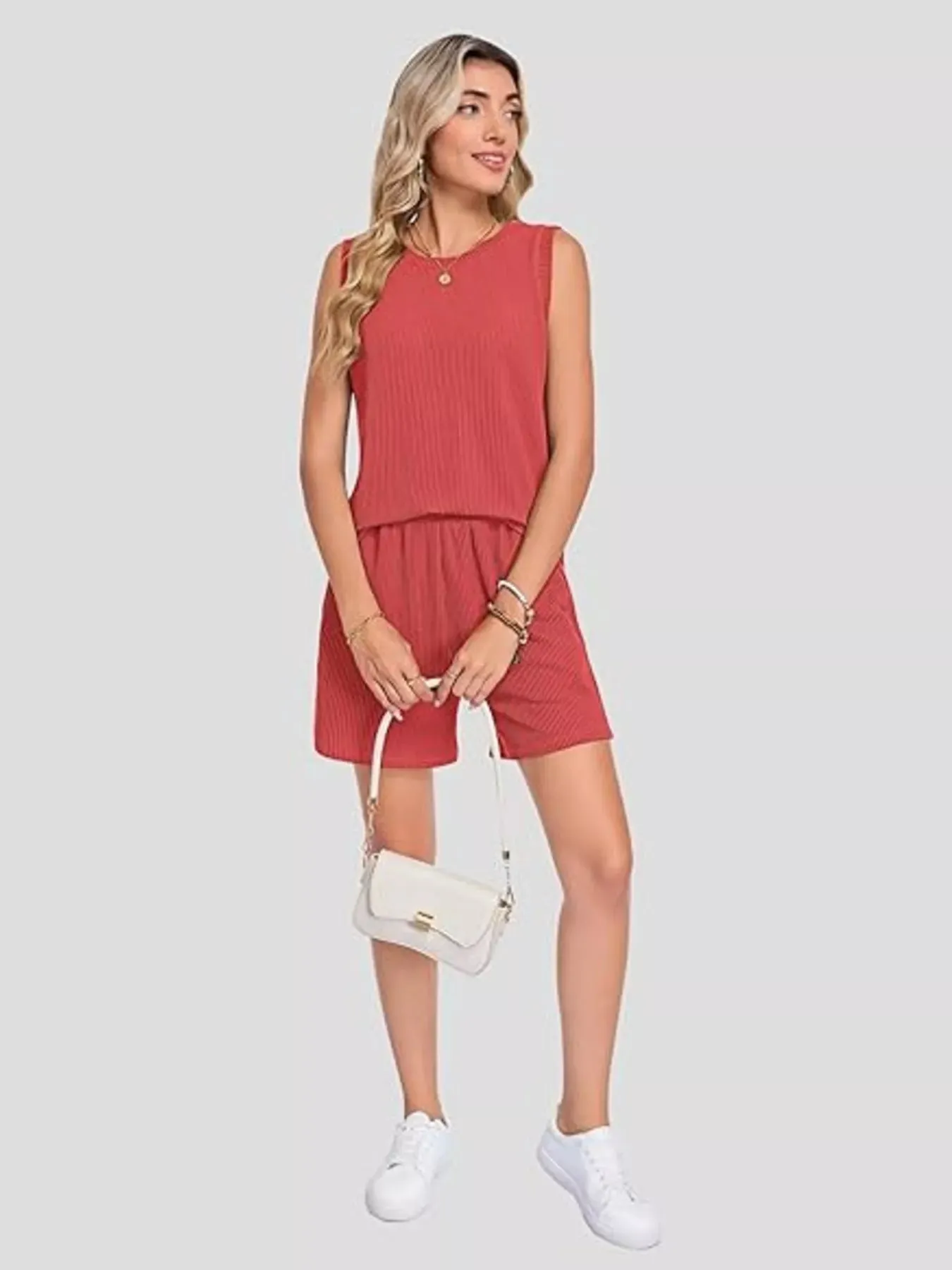Casual Ribbed Knit Sleeveless Top and Shorts Set sold by Charming Charlie product image thumbnail 5