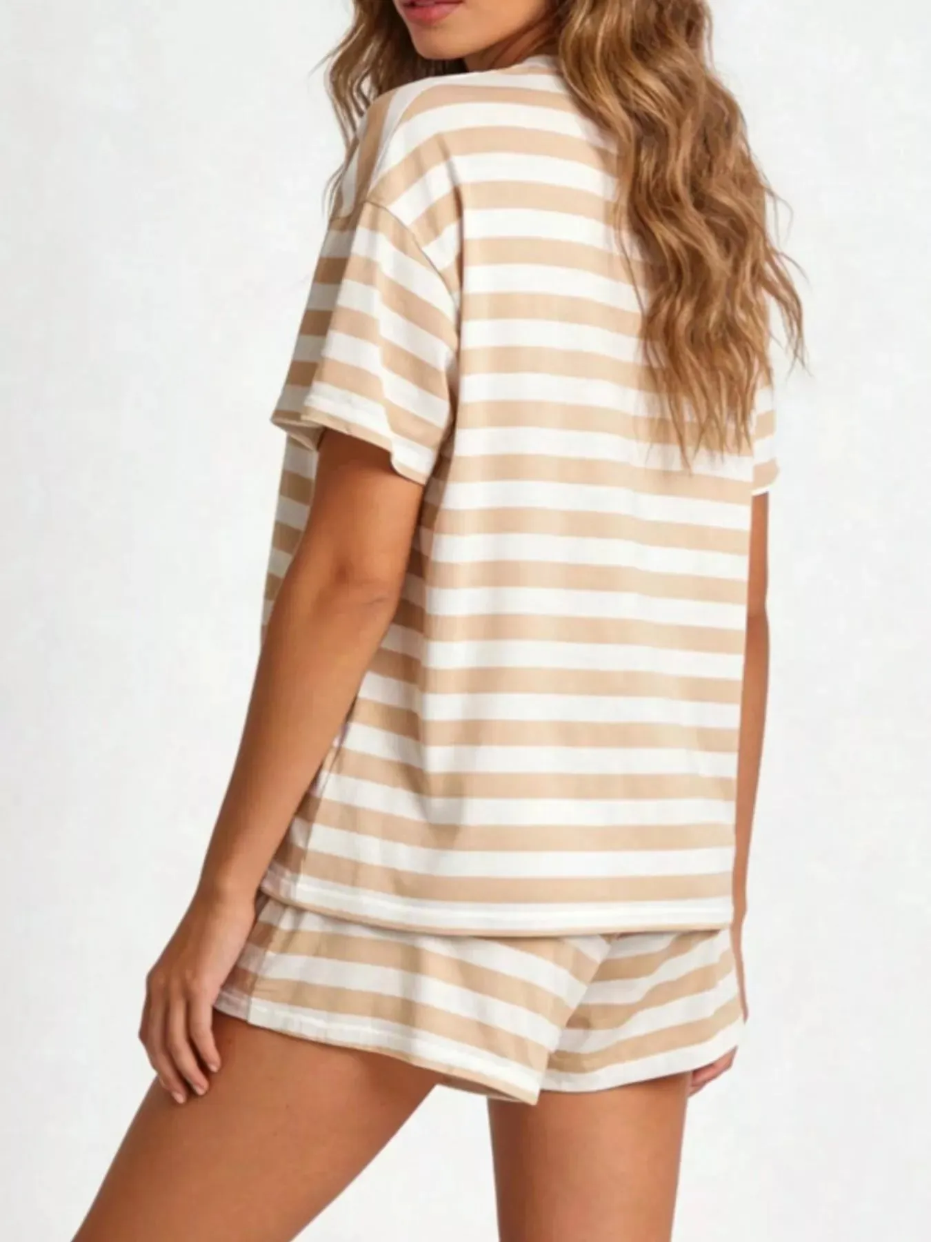 Striped Short Sleeve Tee and Drawstring Shorts Set sold by Charming Charlie product image thumbnail 2