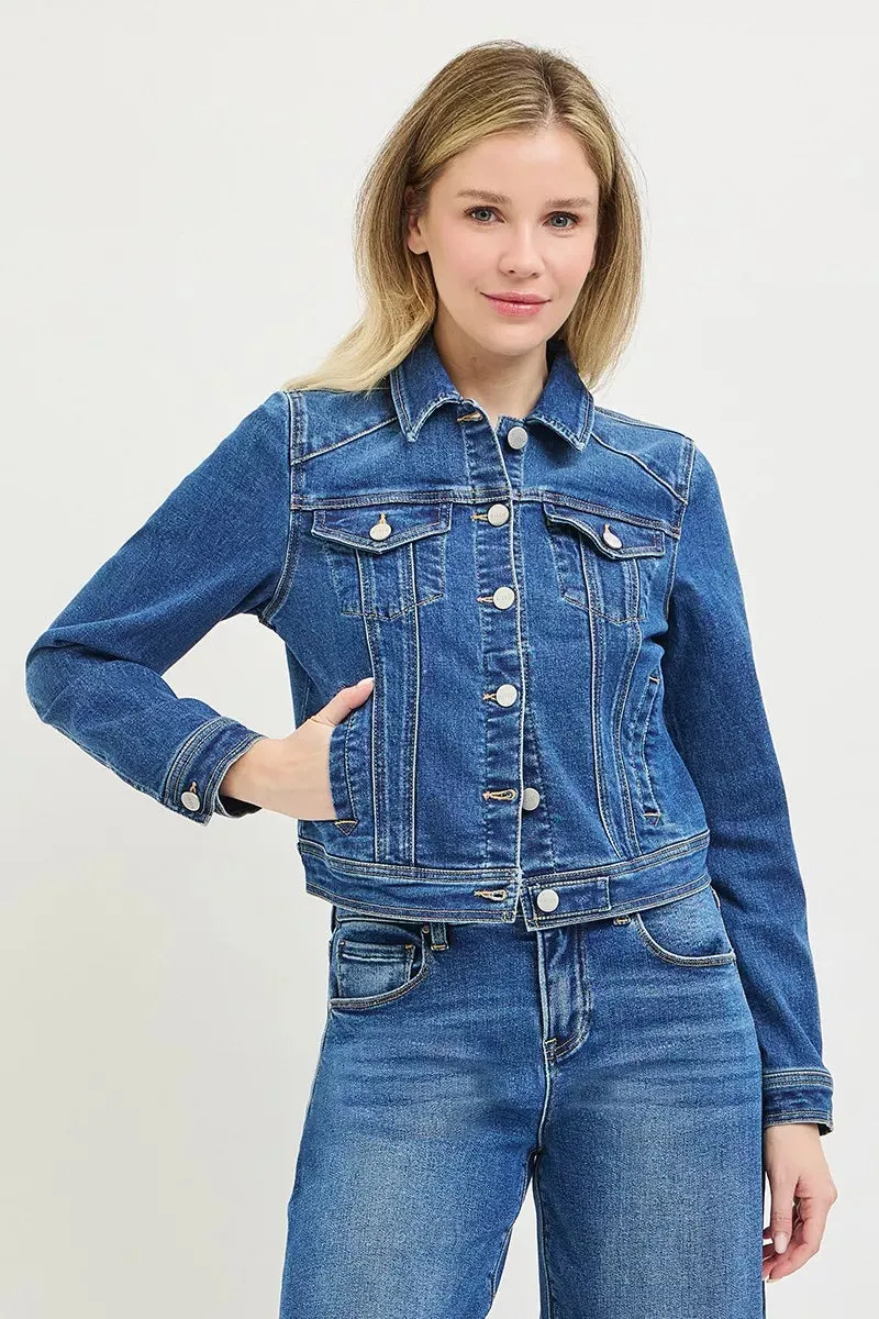 RISEN Basic Fitted Button Down Denim Jacket sold by Charming Charlie