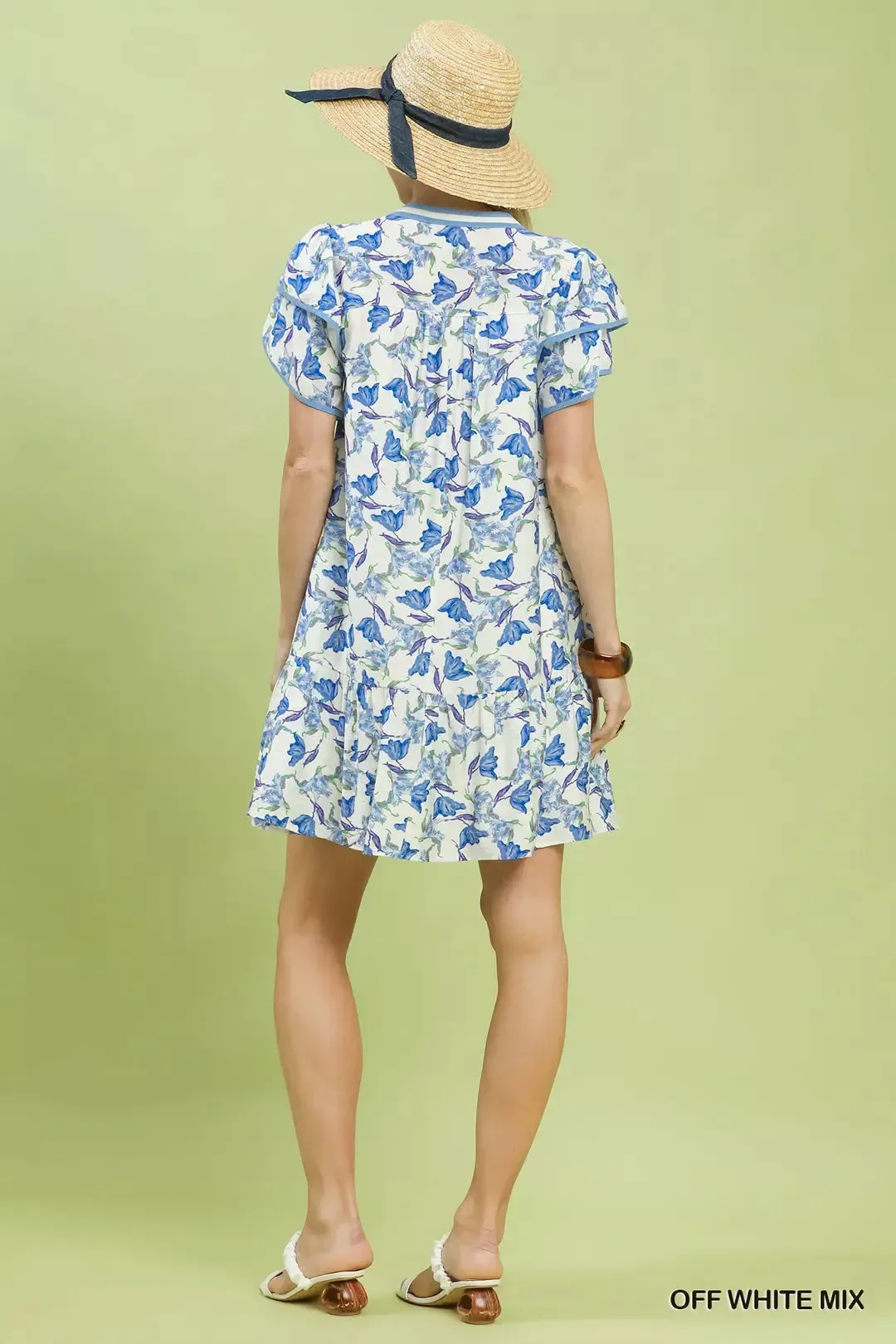 Umgee Floral Flutter Sleeve Tiered Dress sold by Charming Charlie product image thumbnail 4