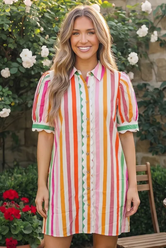 Sunshine Stripes Button Down Mini Dress made by JODIFL