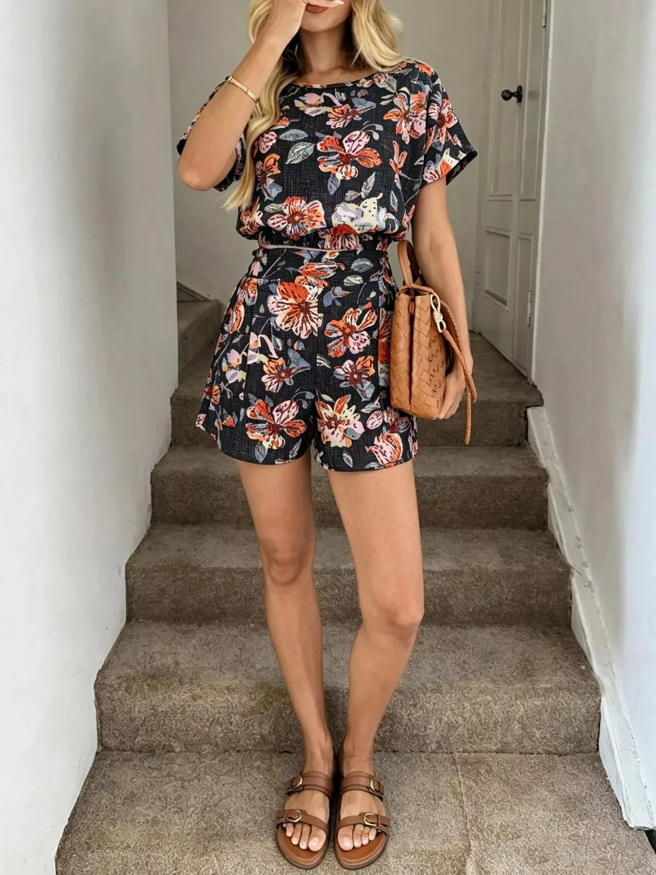 Floral Print Crop Top and Shorts Set sold by Charming Charlie product image thumbnail 4
