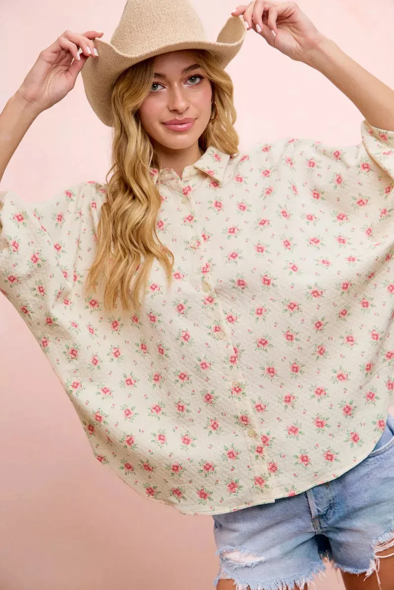 BiBi Flower Printed Short Dolman Blouse Top sold by Charming Charlie product image thumbnail 3