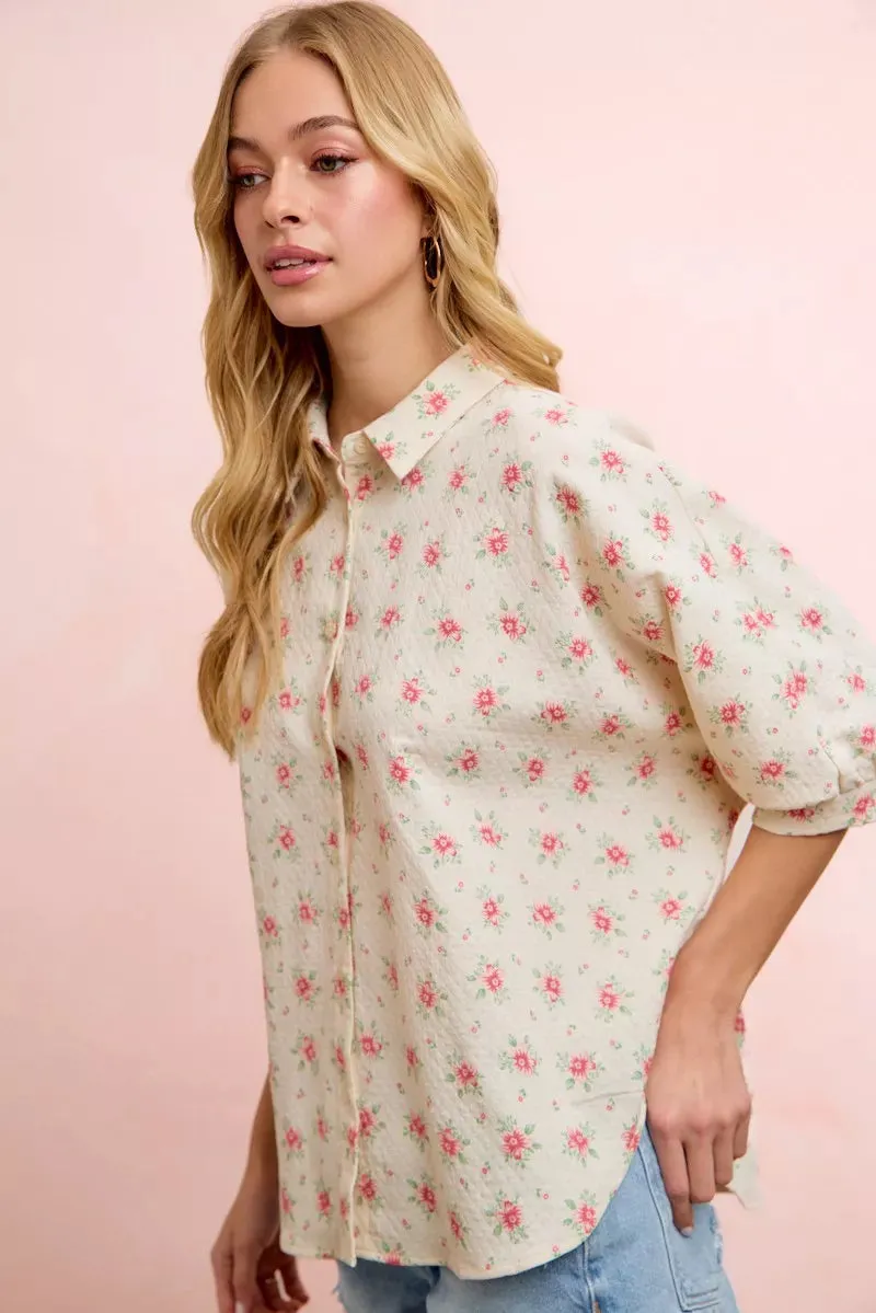 BiBi Flower Printed Short Dolman Blouse Top sold by Charming Charlie product image thumbnail 4
