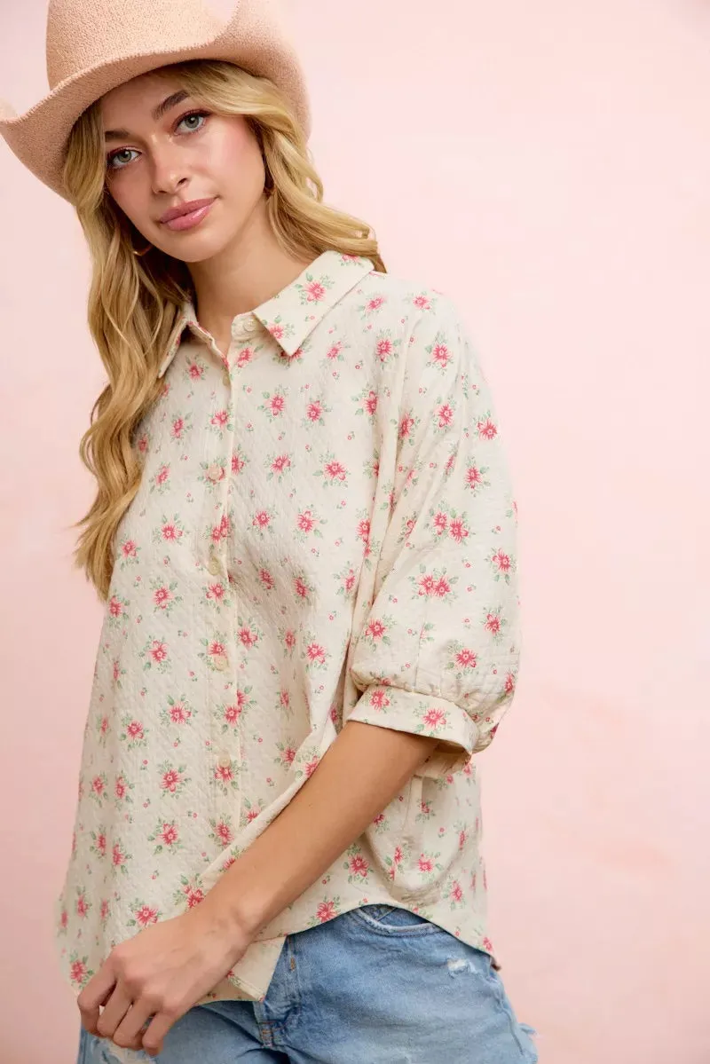 BiBi Flower Printed Short Dolman Blouse Top sold by Charming Charlie product image thumbnail 5