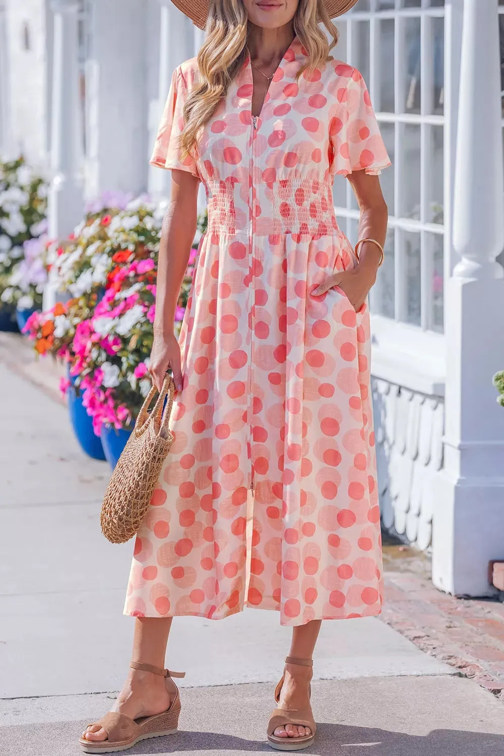 Polka Dot Puff Sleeve Midi Dress sold by Charming Charlie