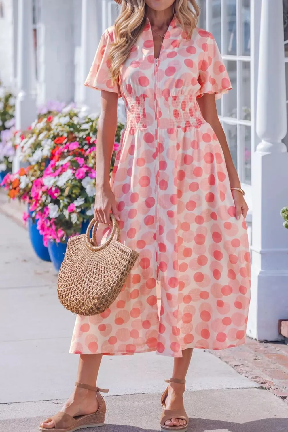 Polka Dot Puff Sleeve Midi Dress sold by Charming Charlie product image thumbnail 3