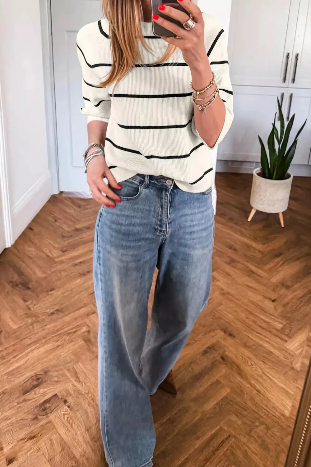 Striped Ribbed Knit Sweater sold by Charming Charlie product image thumbnail 3
