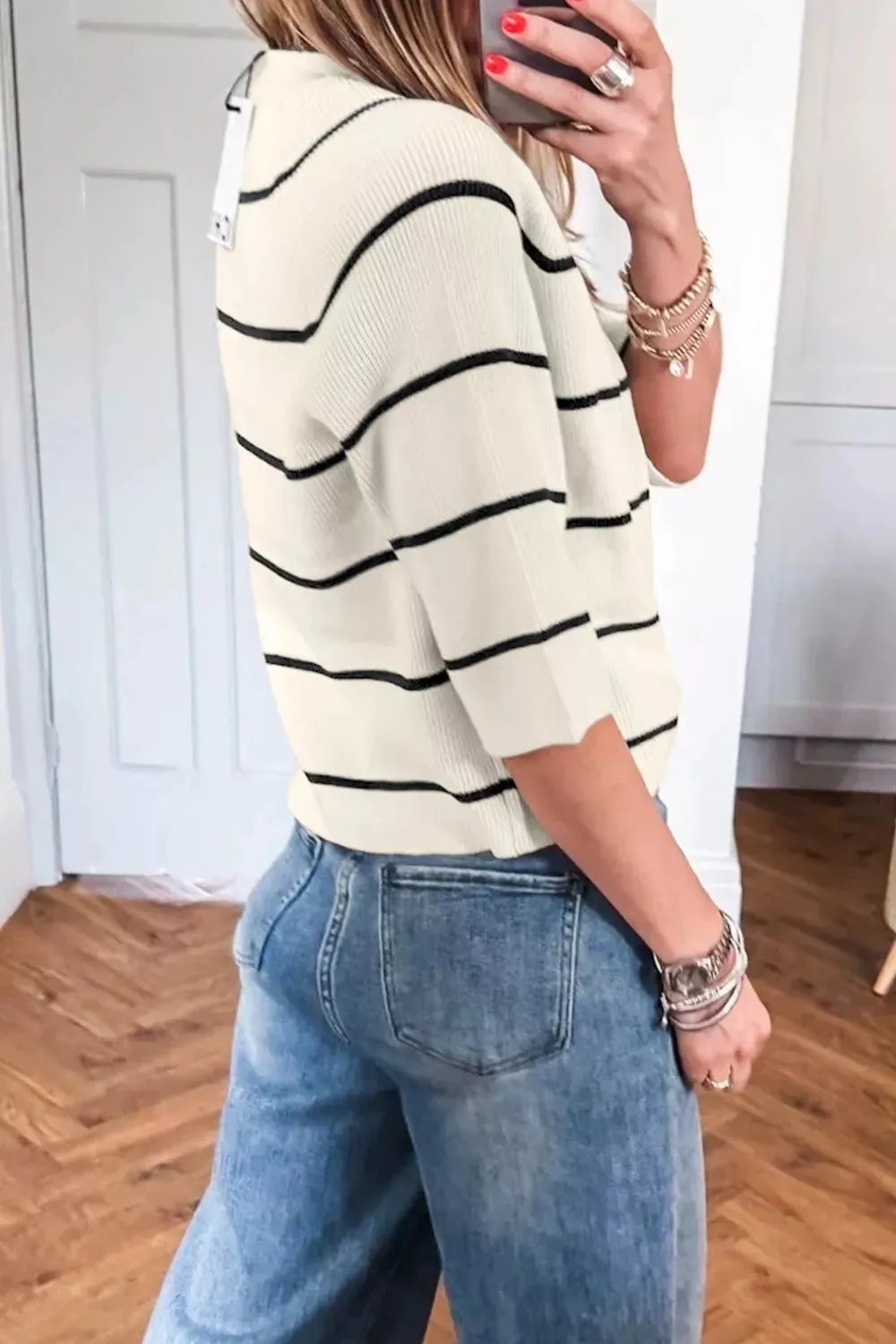 Striped Ribbed Knit Sweater sold by Charming Charlie product image thumbnail 5