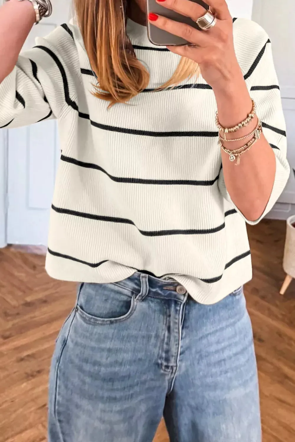 Striped Ribbed Knit Sweater sold by Charming Charlie product image thumbnail 2