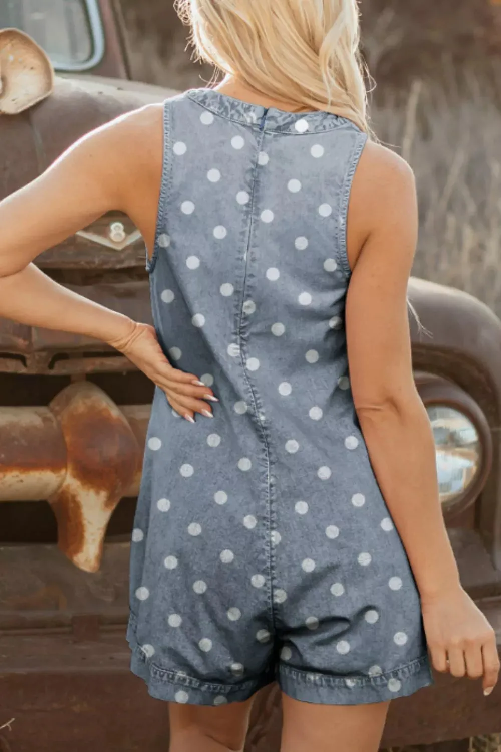 Vintage Polka Dot Denim Romper sold by Charming Charlie product image thumbnail 3