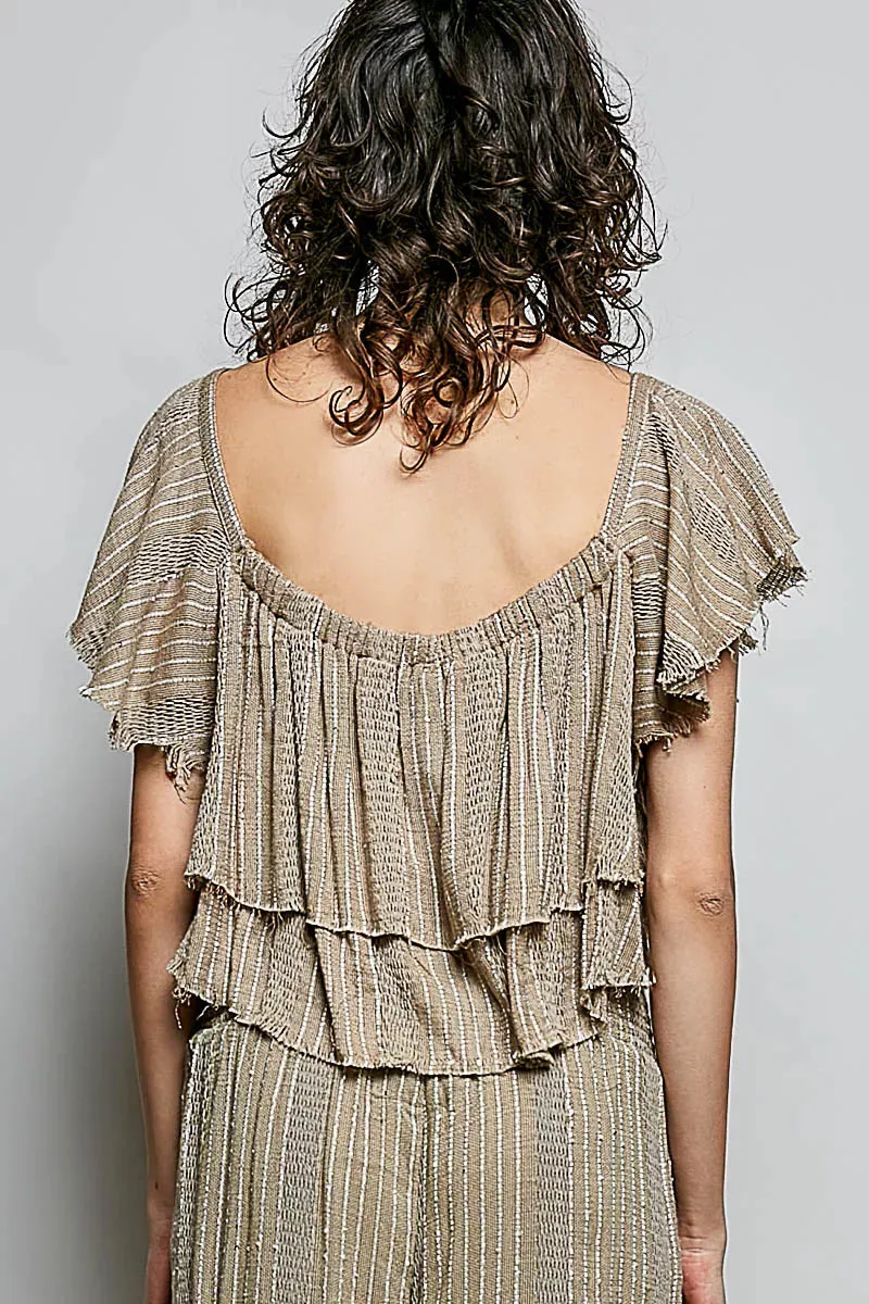 POL Off-Shoulder Ruffle Crop Top sold by Charming Charlie product image thumbnail 4