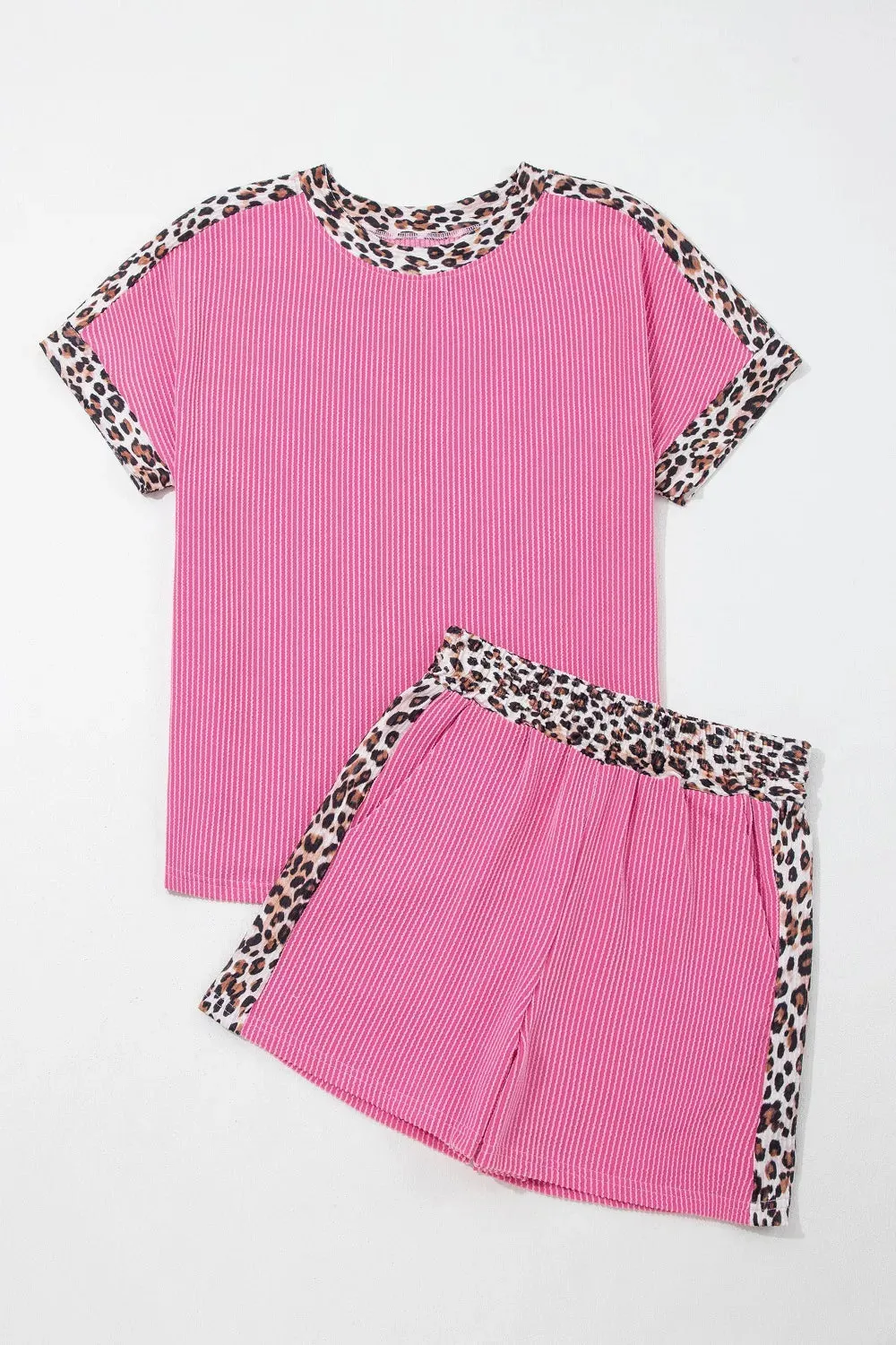 Leopard Trim Twist Ribbed Top and Shorts Set sold by Charming Charlie product image thumbnail 5