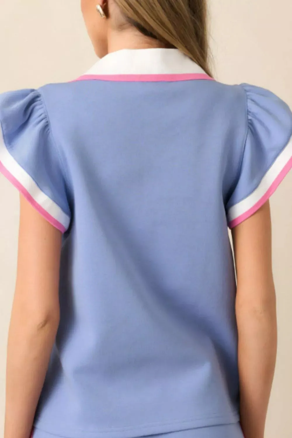 Striped Trim V Neck Polo Tee Drawstring Skirt Set sold by Charming Charlie product image thumbnail 4