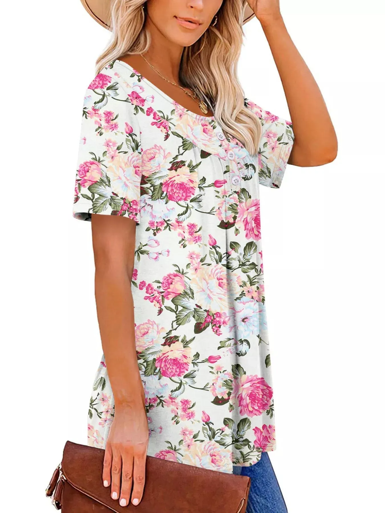 Plus Size Floral Print Short Sleeve T-Shirt sold by Charming Charlie product image thumbnail 2