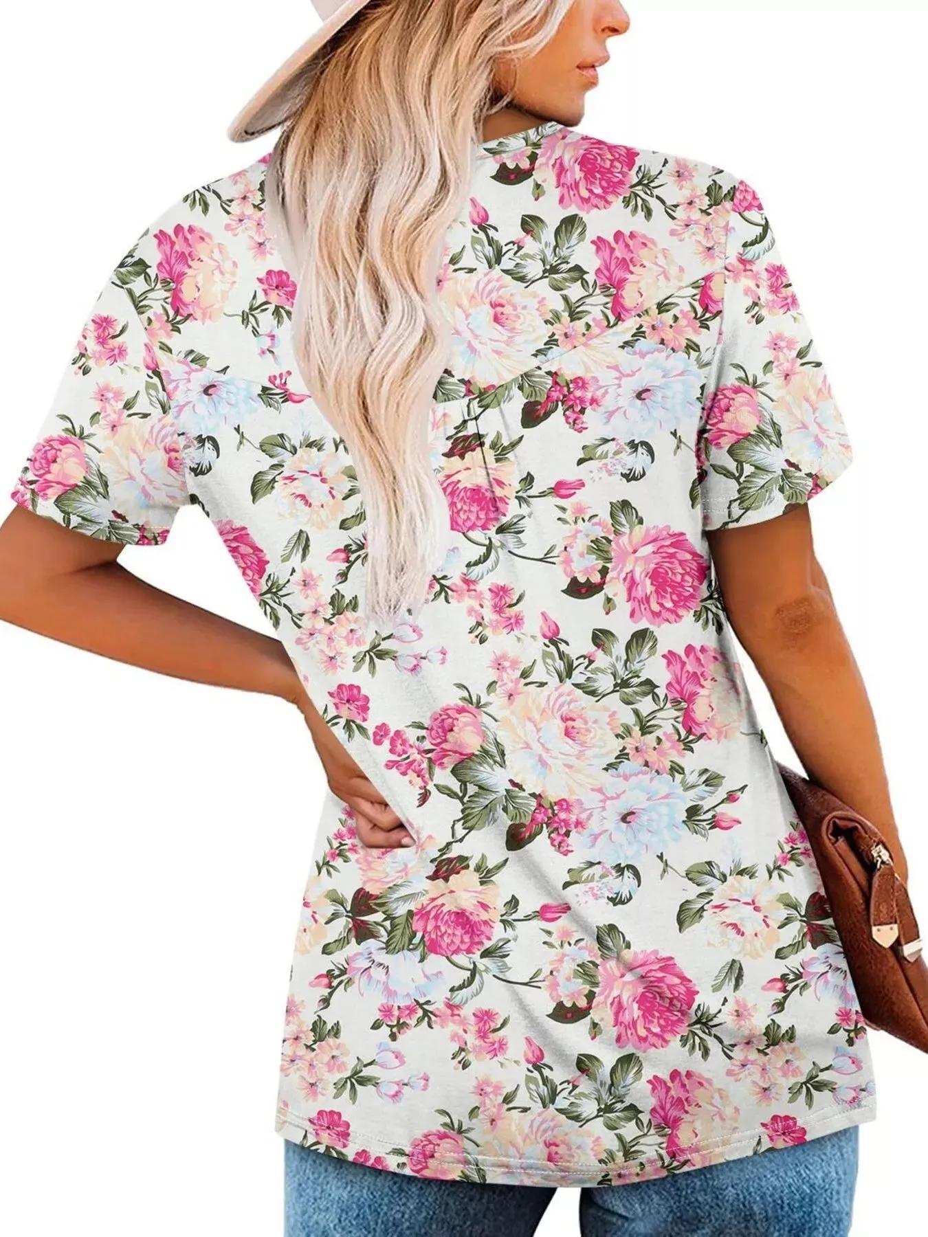 Plus Size Floral Print Short Sleeve T-Shirt sold by Charming Charlie product image thumbnail 3