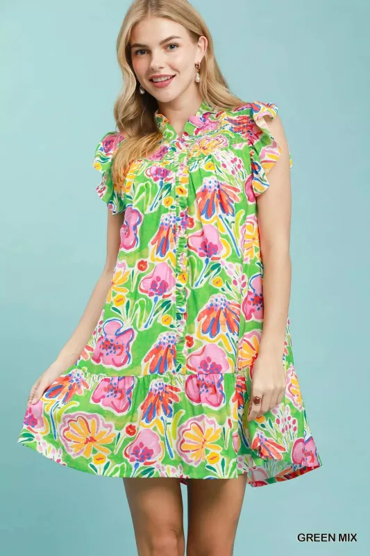 Umgee Floral Ruffle Mini Dress made by Trendsi