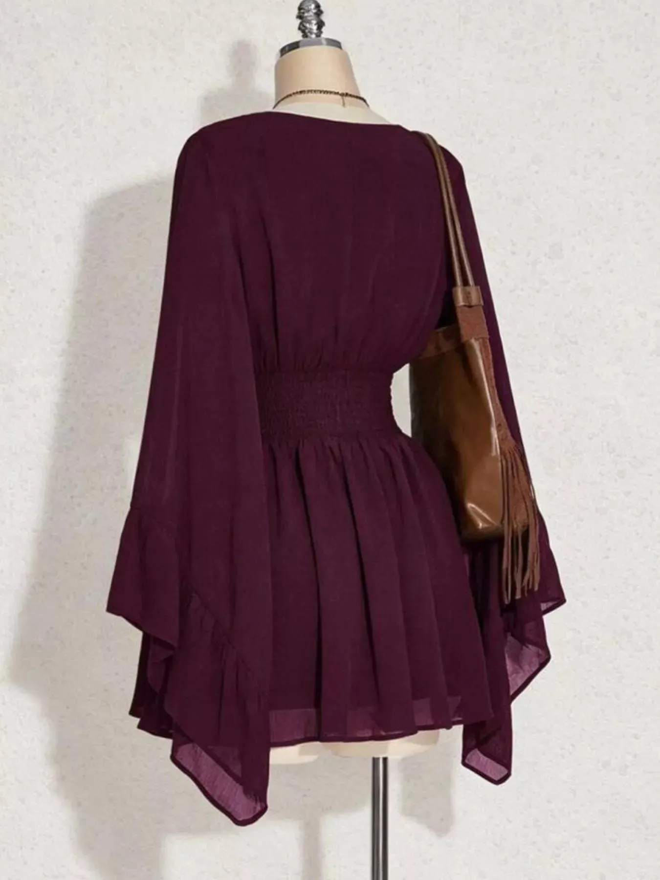 V-Neck Flowy Long Sleeve Mini Dress sold by Charming Charlie product image thumbnail 4