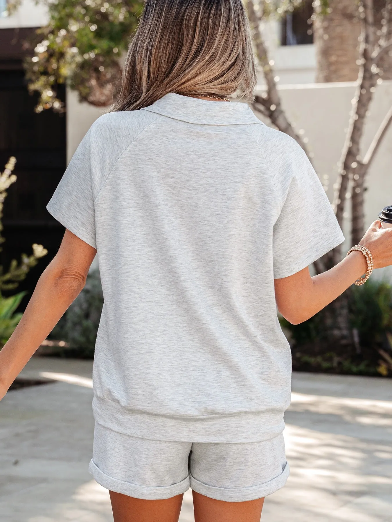 Polo Collar Short Sleeve Top and Shorts Set sold by Charming Charlie product image thumbnail 4