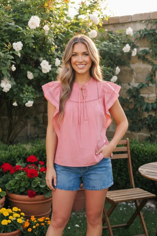 Sweet Strawberry Ruffle Flutter Top made by JODIFL