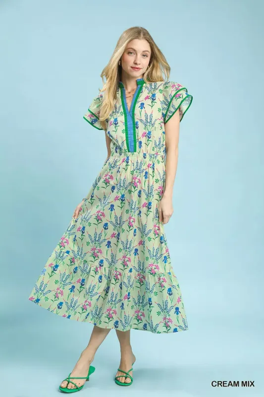 Umgee Mix Floral Midi Dress made by Trendsi